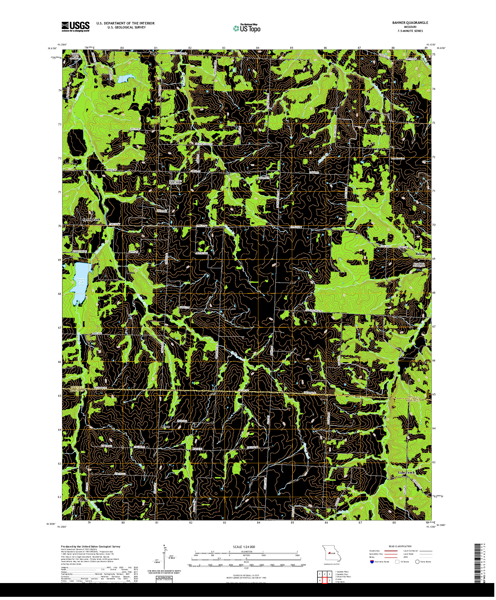 USGS US TOPO 7.5-MINUTE MAP FOR BAHNER, MO 2021