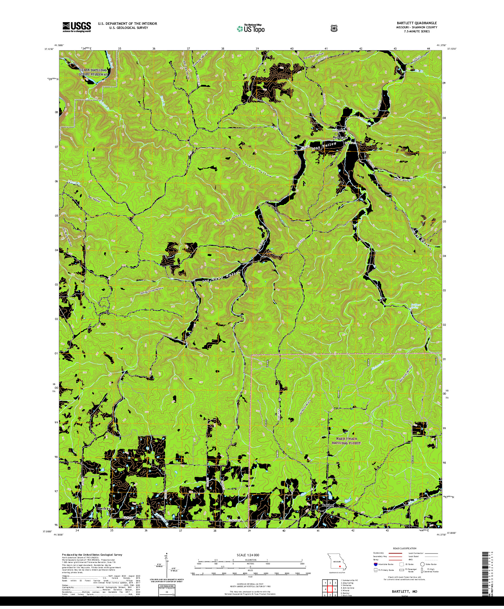 USGS US TOPO 7.5-MINUTE MAP FOR BARTLETT, MO 2021