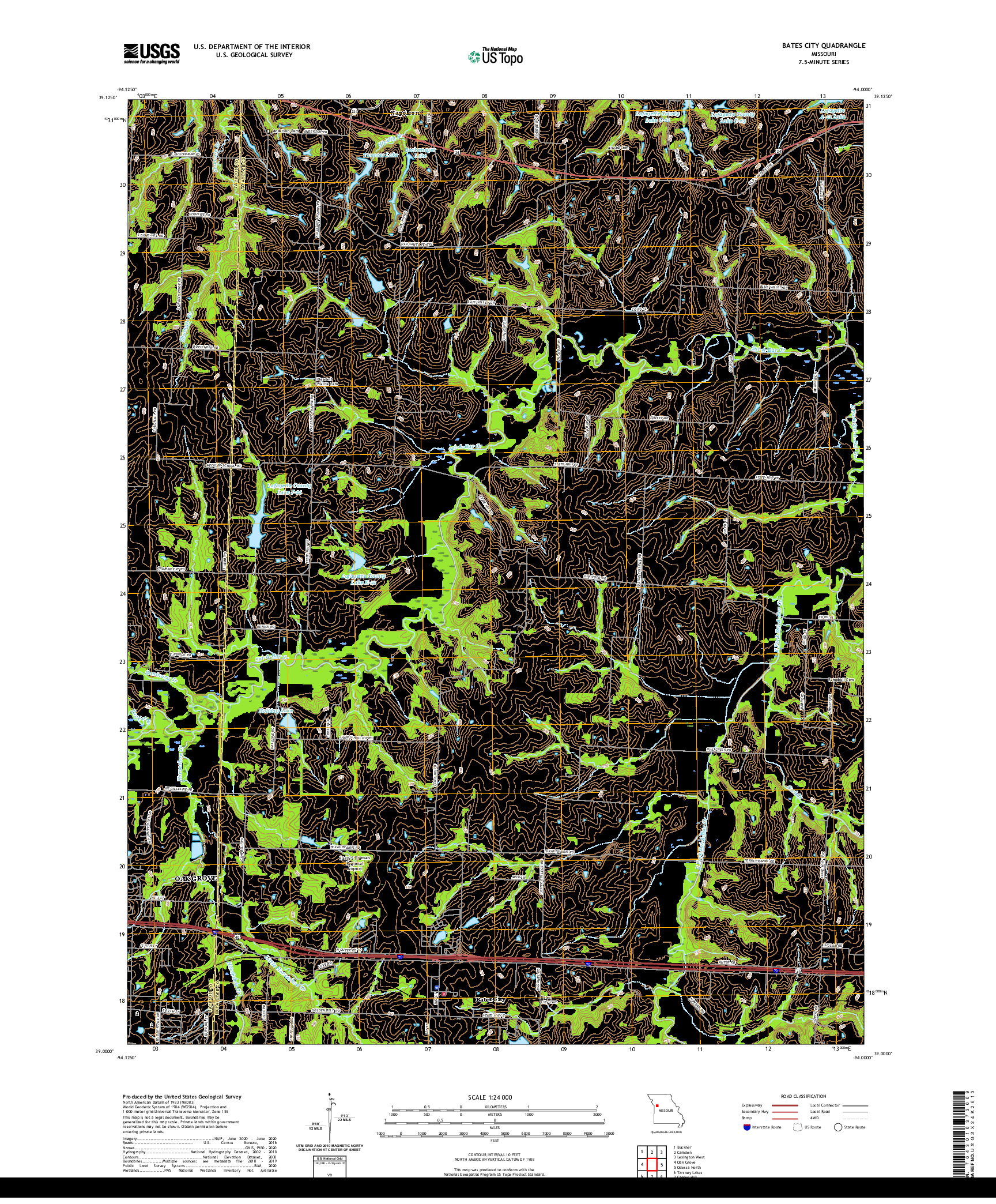 USGS US TOPO 7.5-MINUTE MAP FOR BATES CITY, MO 2021