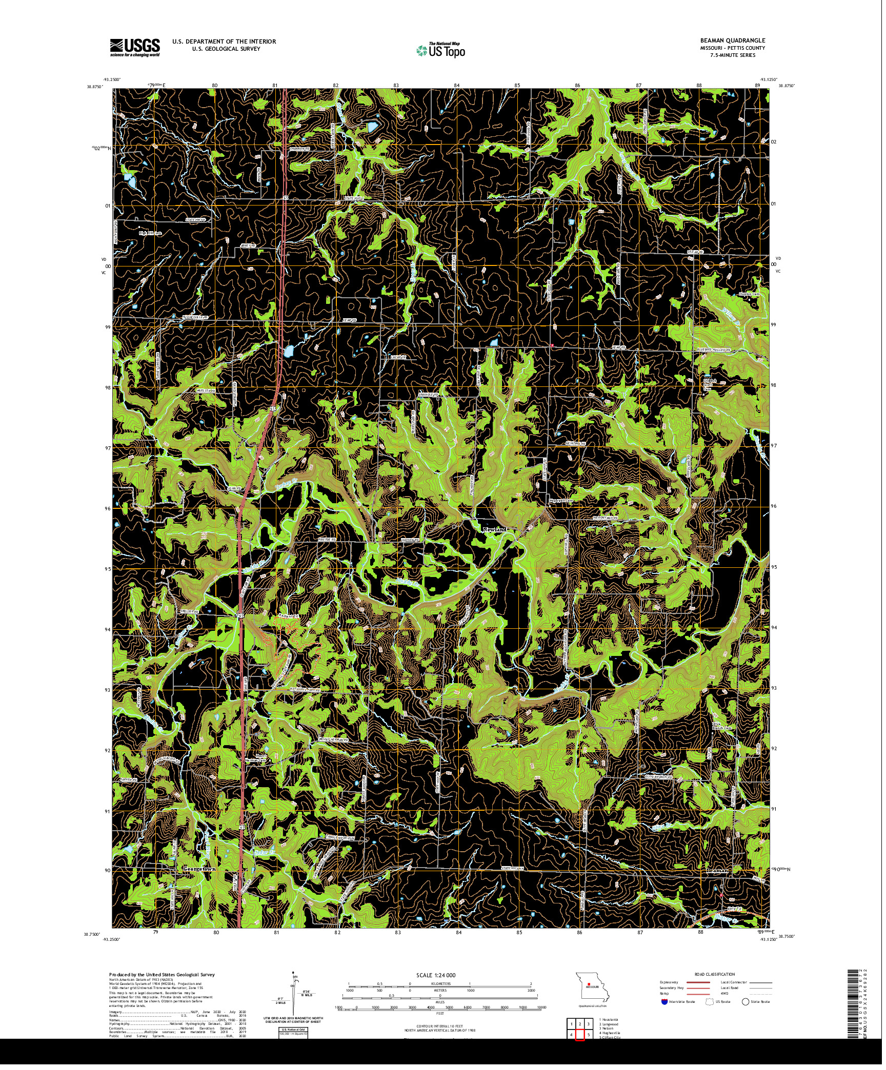 USGS US TOPO 7.5-MINUTE MAP FOR BEAMAN, MO 2021