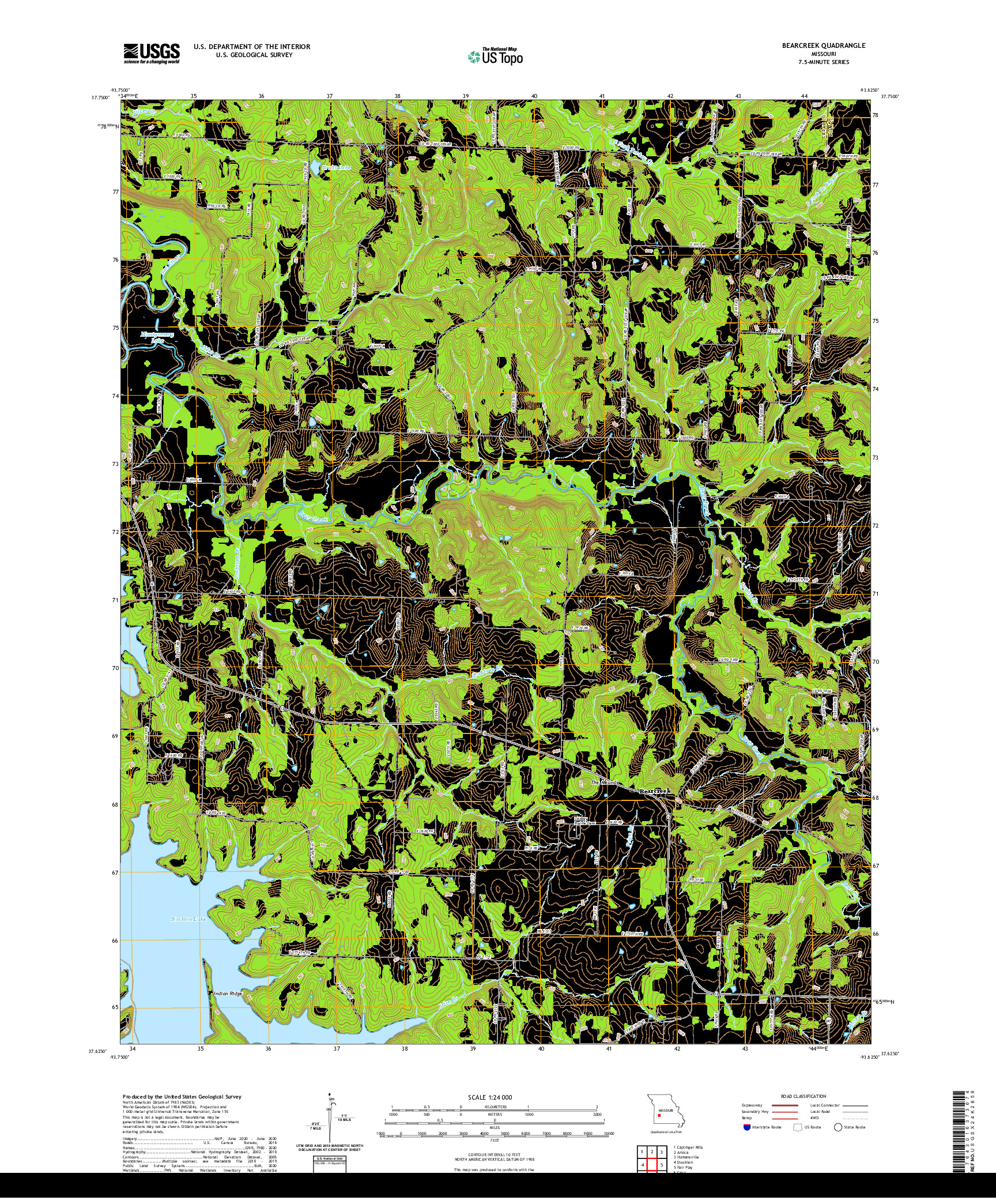 USGS US TOPO 7.5-MINUTE MAP FOR BEARCREEK, MO 2021