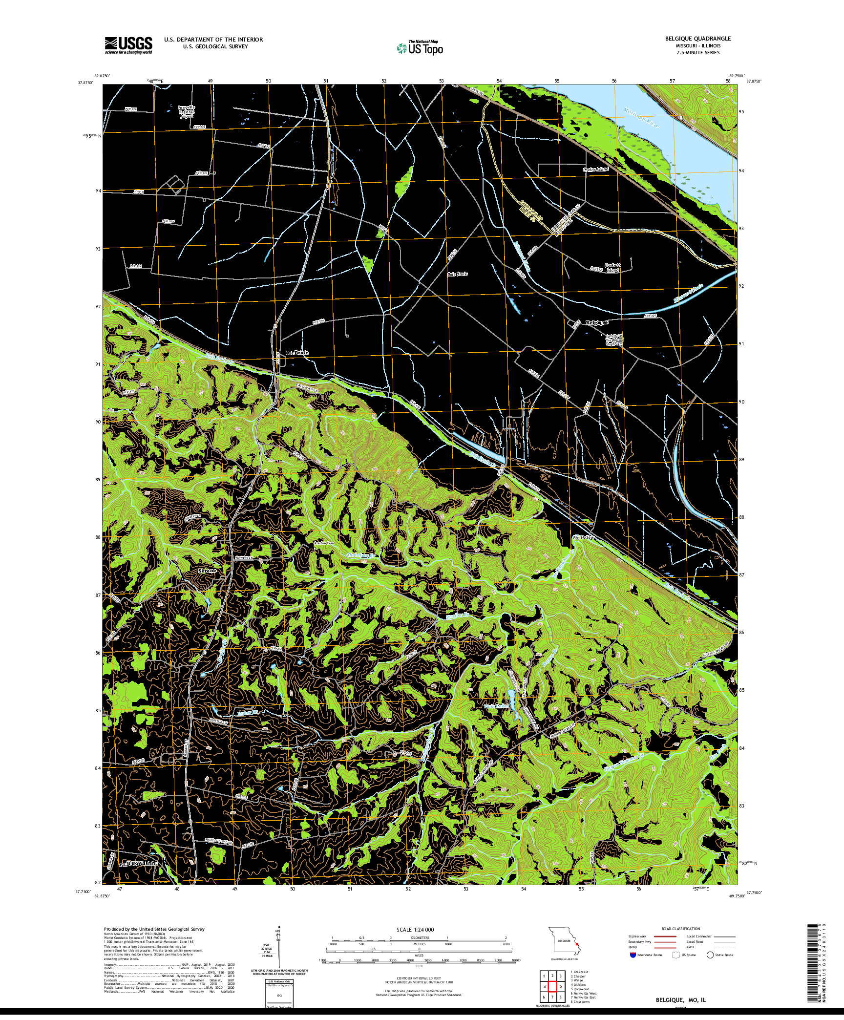 USGS US TOPO 7.5-MINUTE MAP FOR BELGIQUE, MO,IL 2021