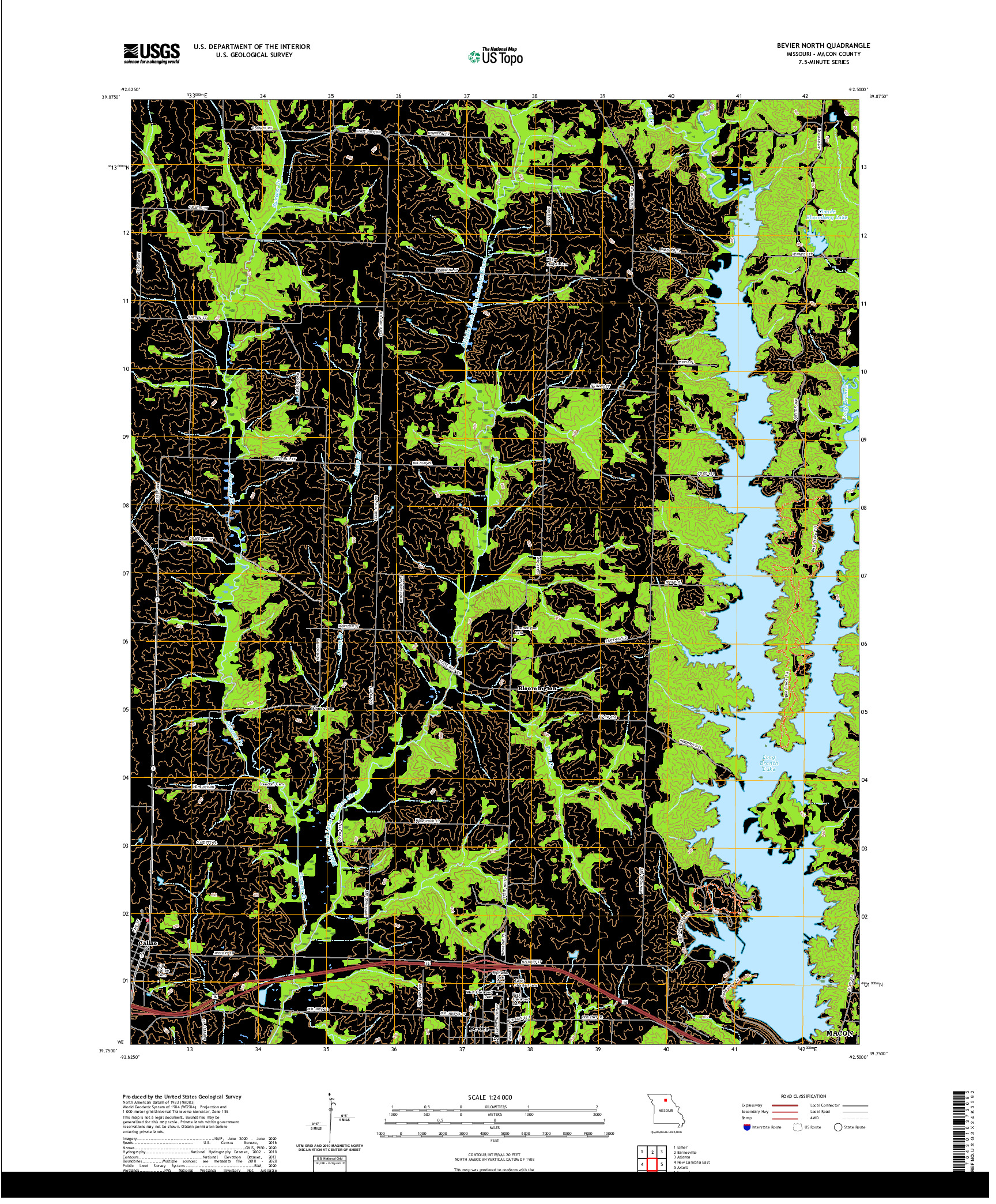 USGS US TOPO 7.5-MINUTE MAP FOR BEVIER NORTH, MO 2021