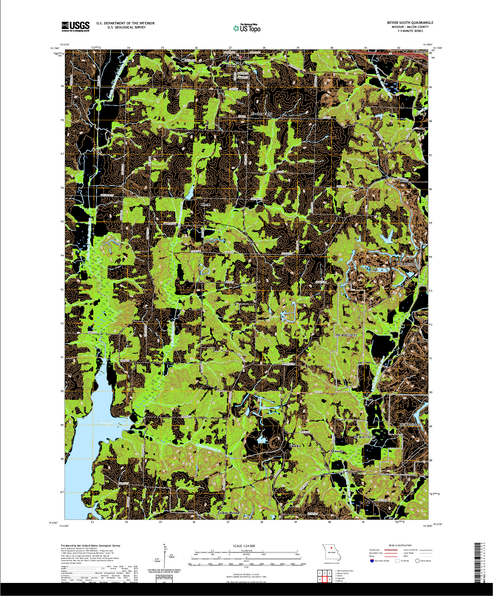 USGS US TOPO 7.5-MINUTE MAP FOR BEVIER SOUTH, MO 2021