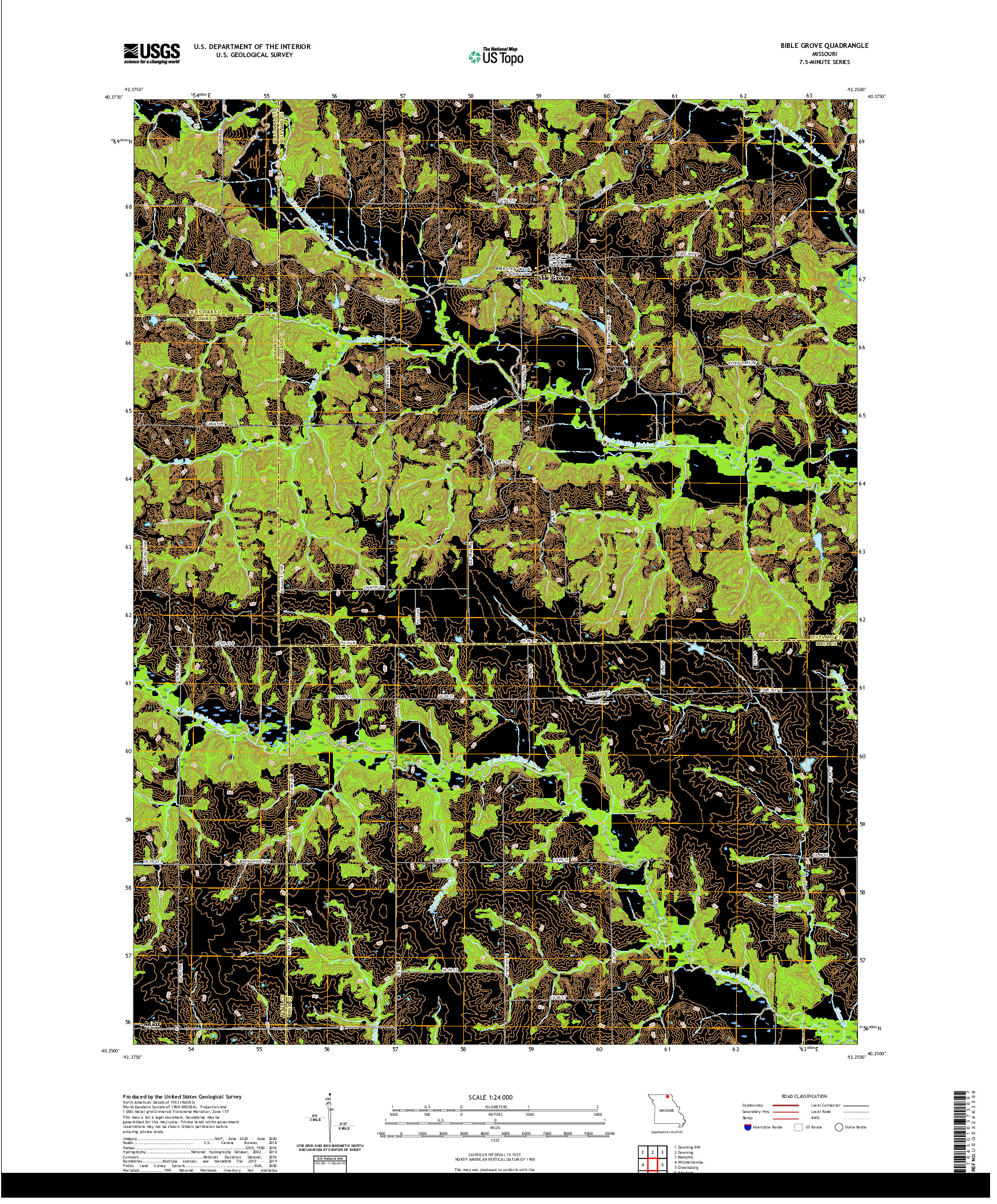 USGS US TOPO 7.5-MINUTE MAP FOR BIBLE GROVE, MO 2021