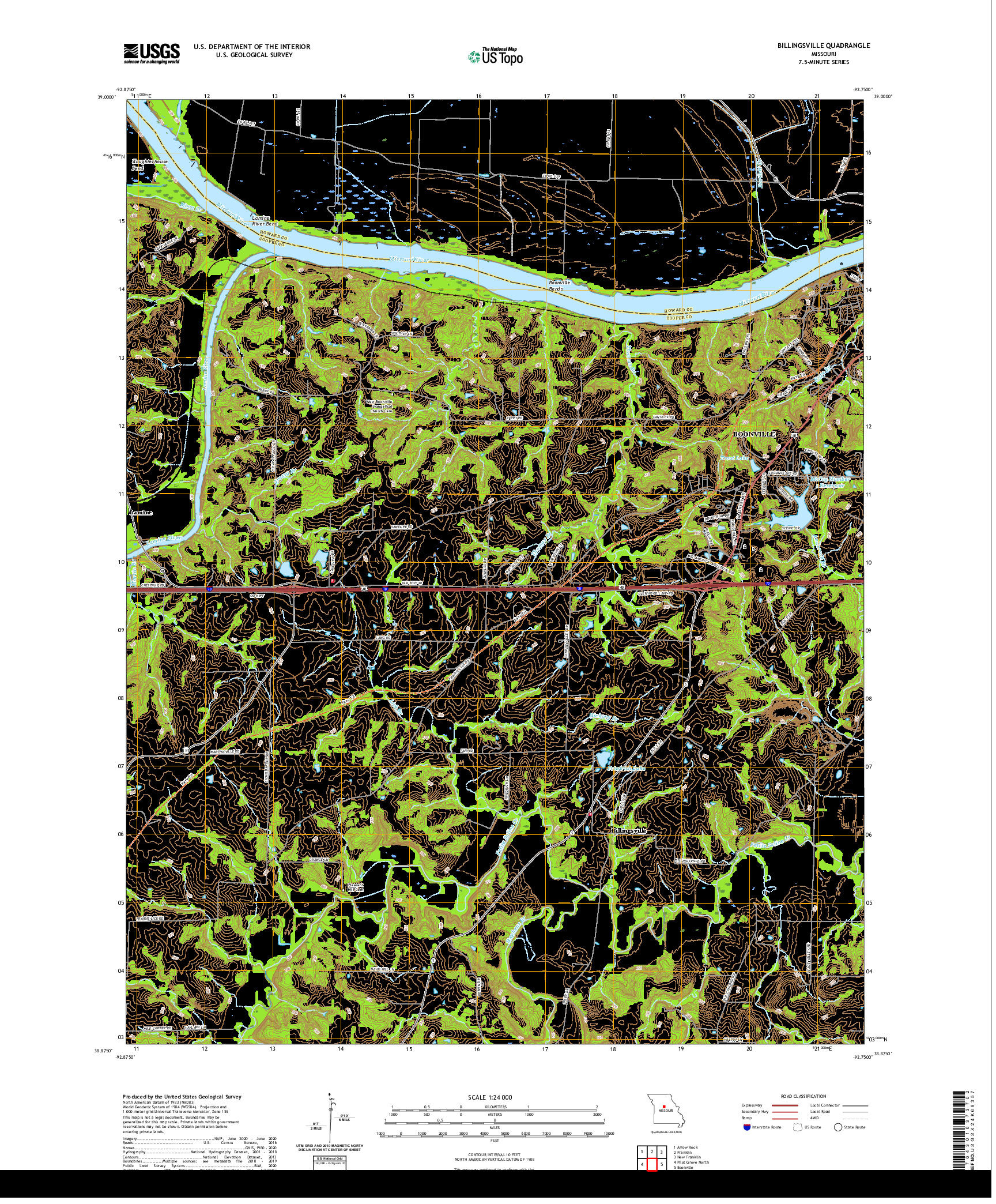 USGS US TOPO 7.5-MINUTE MAP FOR BILLINGSVILLE, MO 2021