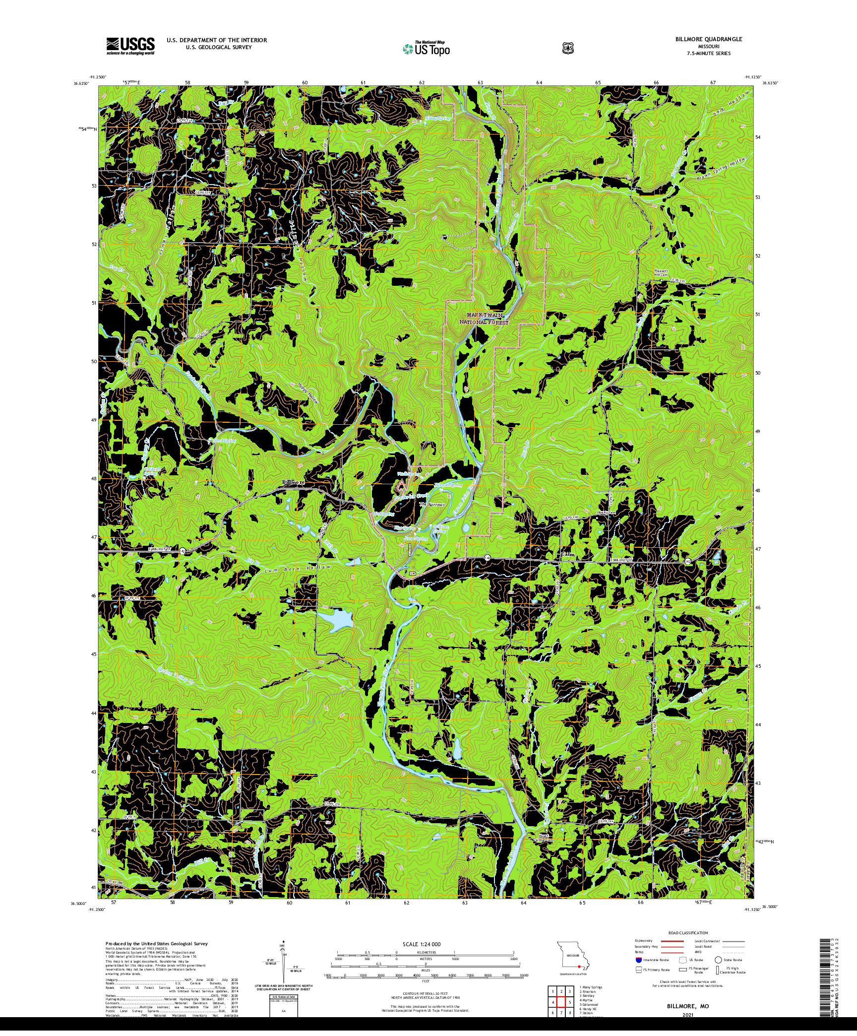 USGS US TOPO 7.5-MINUTE MAP FOR BILLMORE, MO 2021