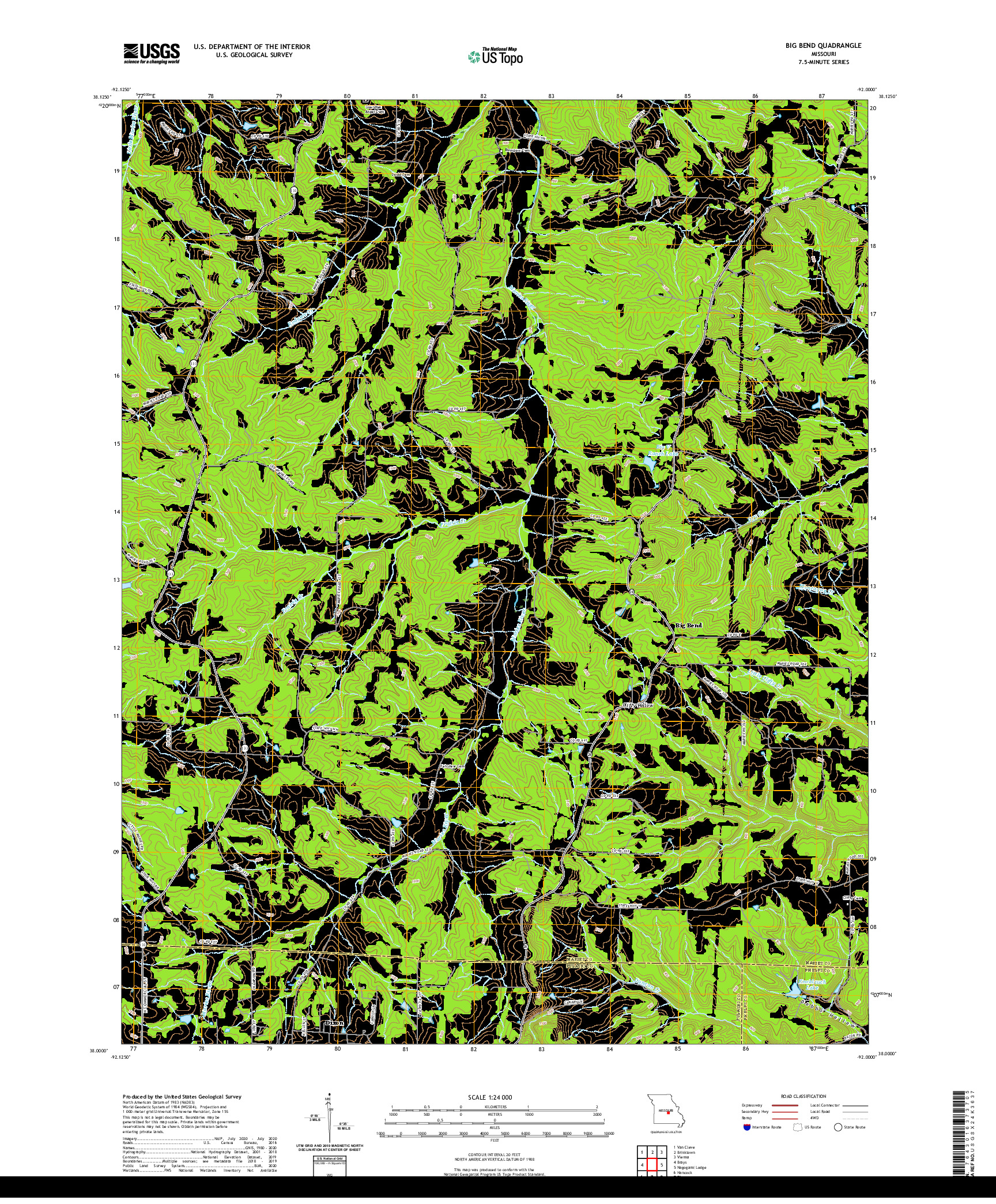 USGS US TOPO 7.5-MINUTE MAP FOR BIG BEND, MO 2021