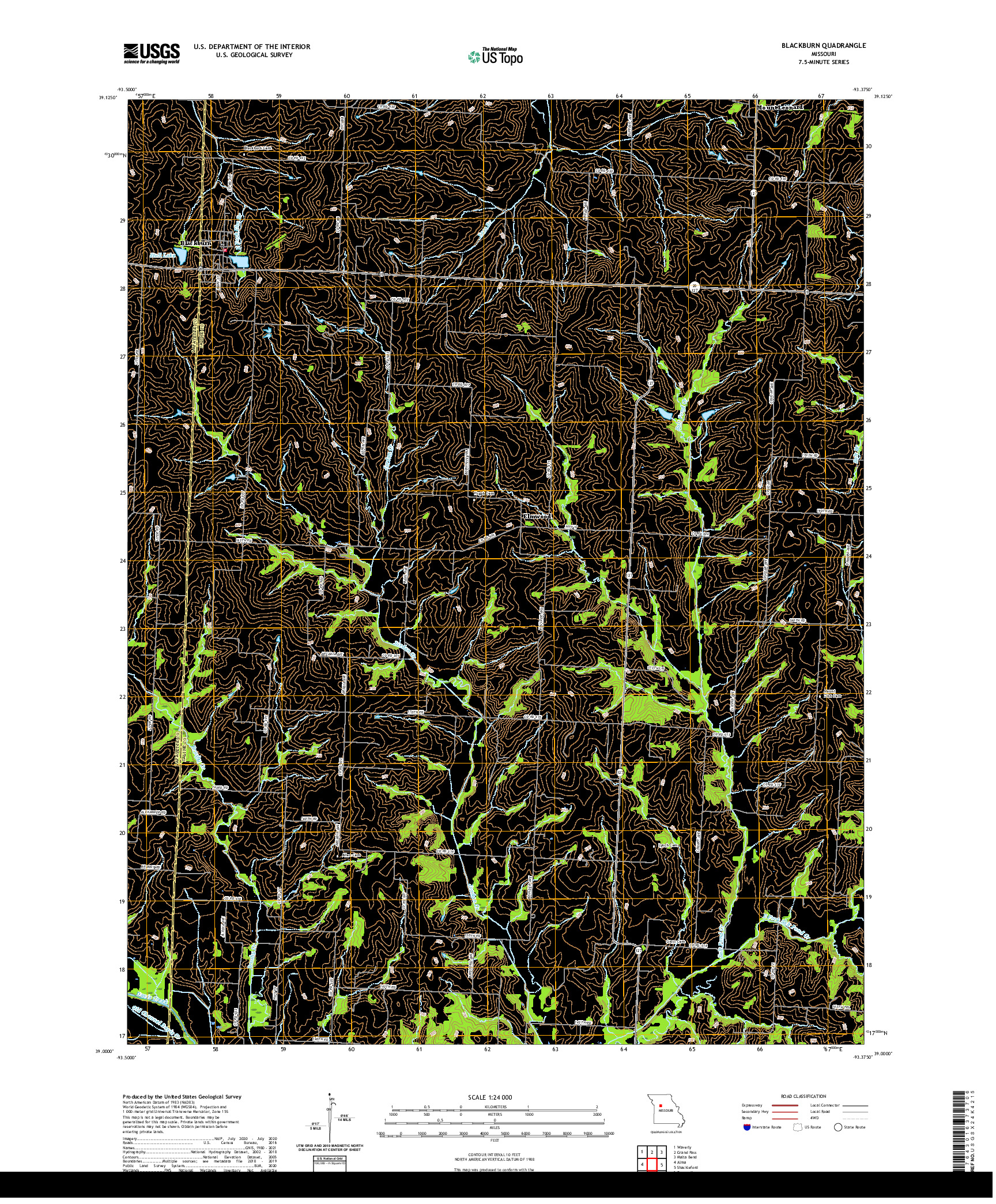 USGS US TOPO 7.5-MINUTE MAP FOR BLACKBURN, MO 2021