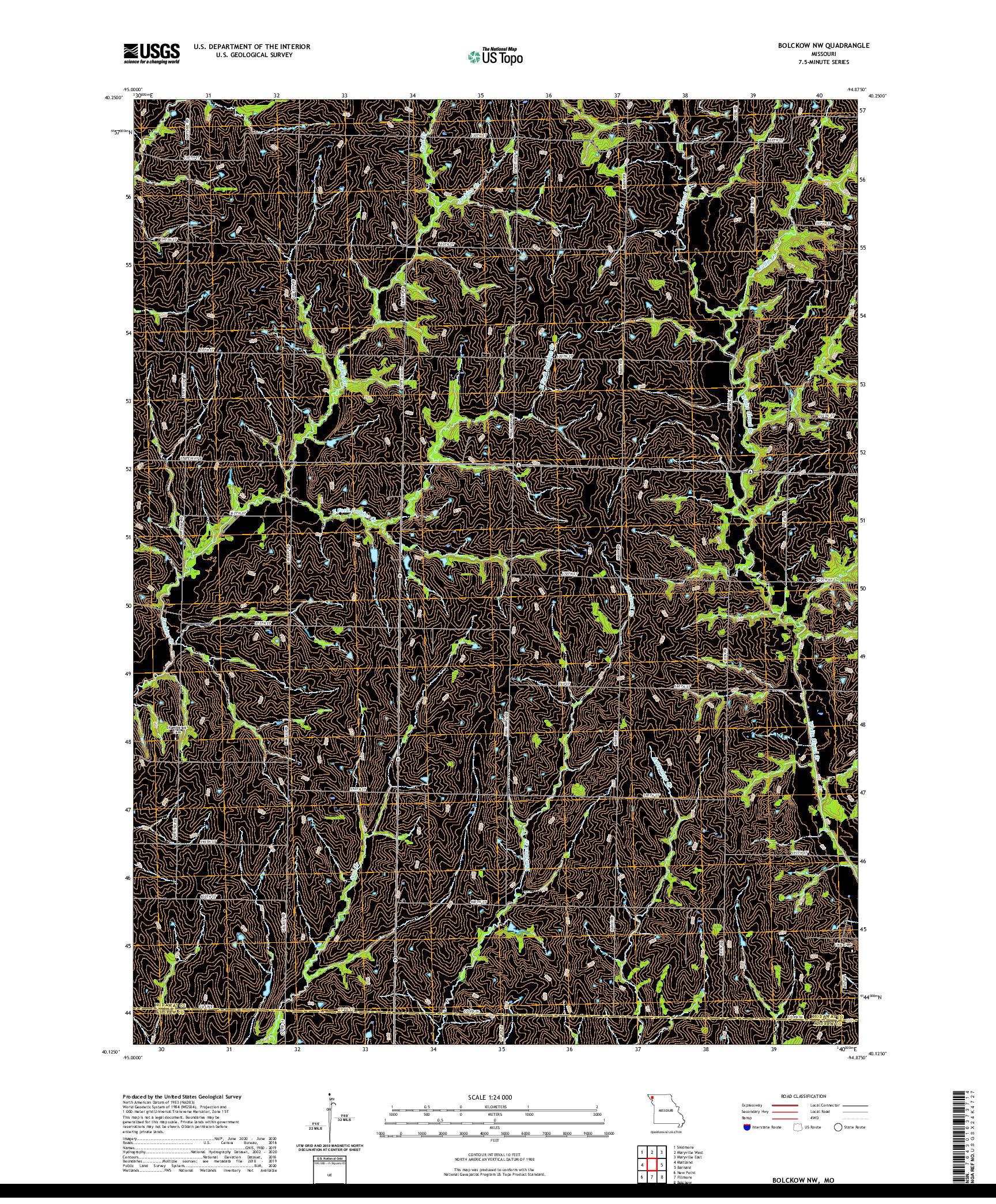 USGS US TOPO 7.5-MINUTE MAP FOR BOLCKOW NW, MO 2021