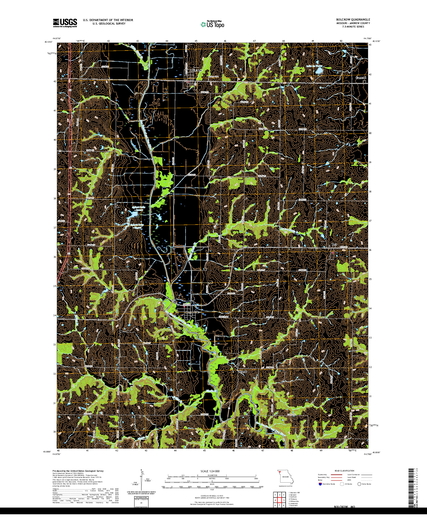 USGS US TOPO 7.5-MINUTE MAP FOR BOLCKOW, MO 2021