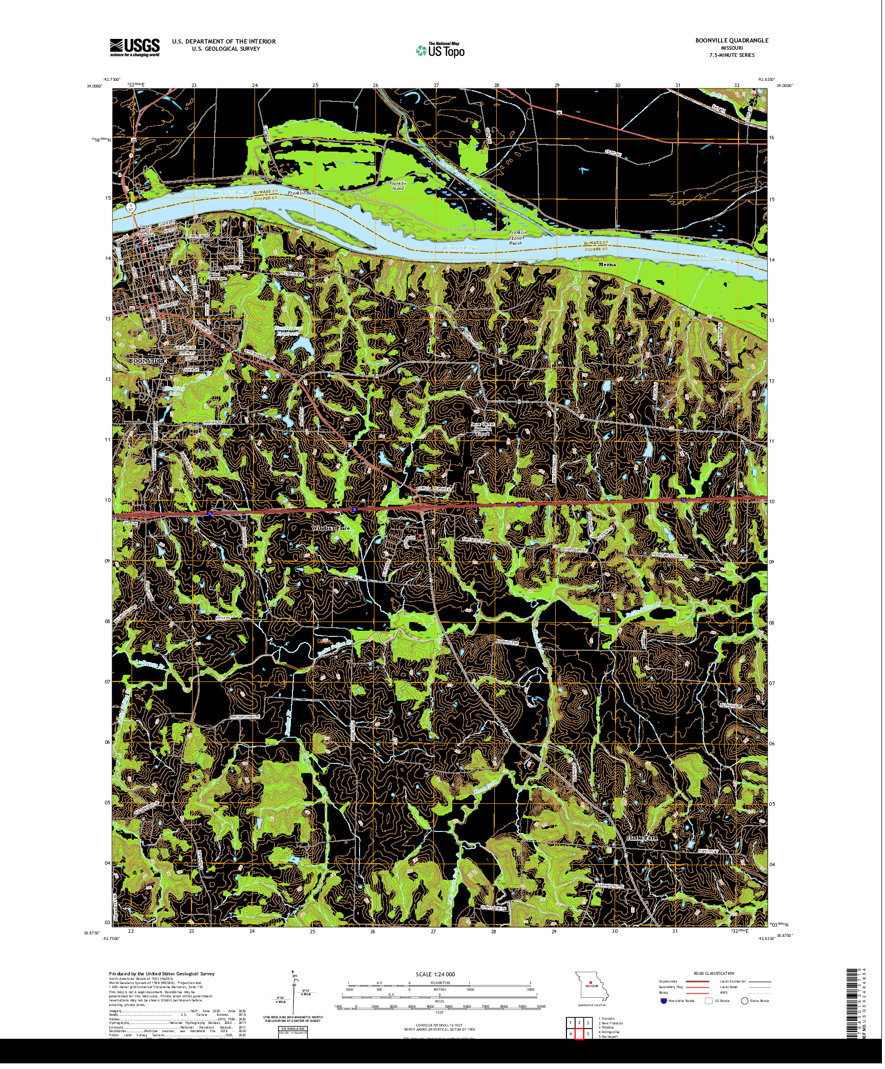 USGS US TOPO 7.5-MINUTE MAP FOR BOONVILLE, MO 2021