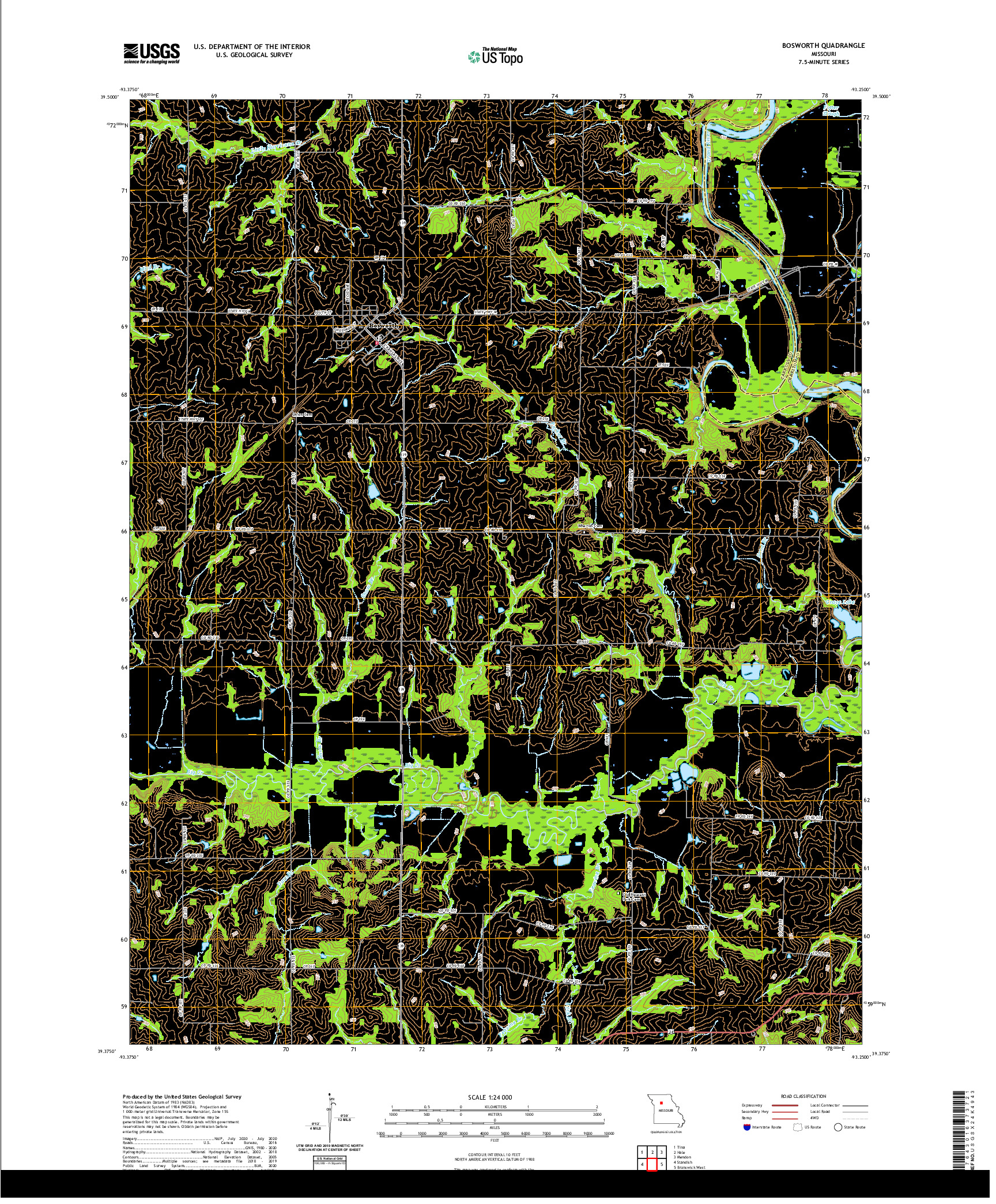 USGS US TOPO 7.5-MINUTE MAP FOR BOSWORTH, MO 2021