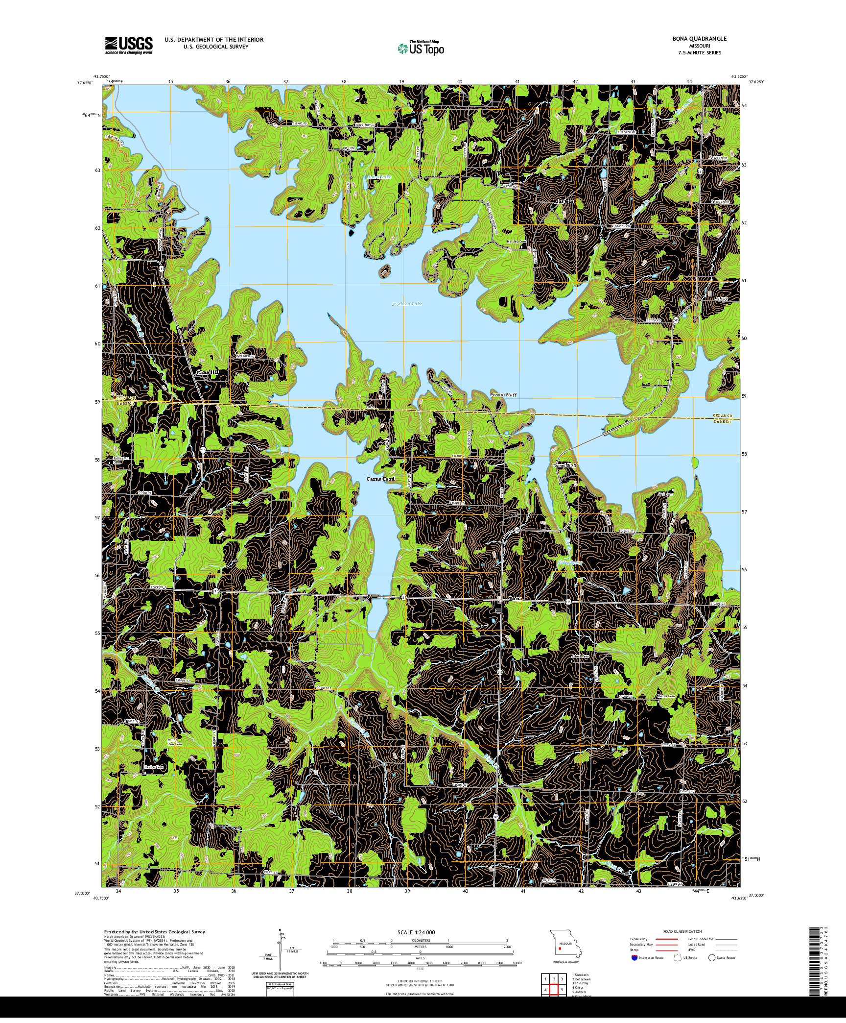 USGS US TOPO 7.5-MINUTE MAP FOR BONA, MO 2021