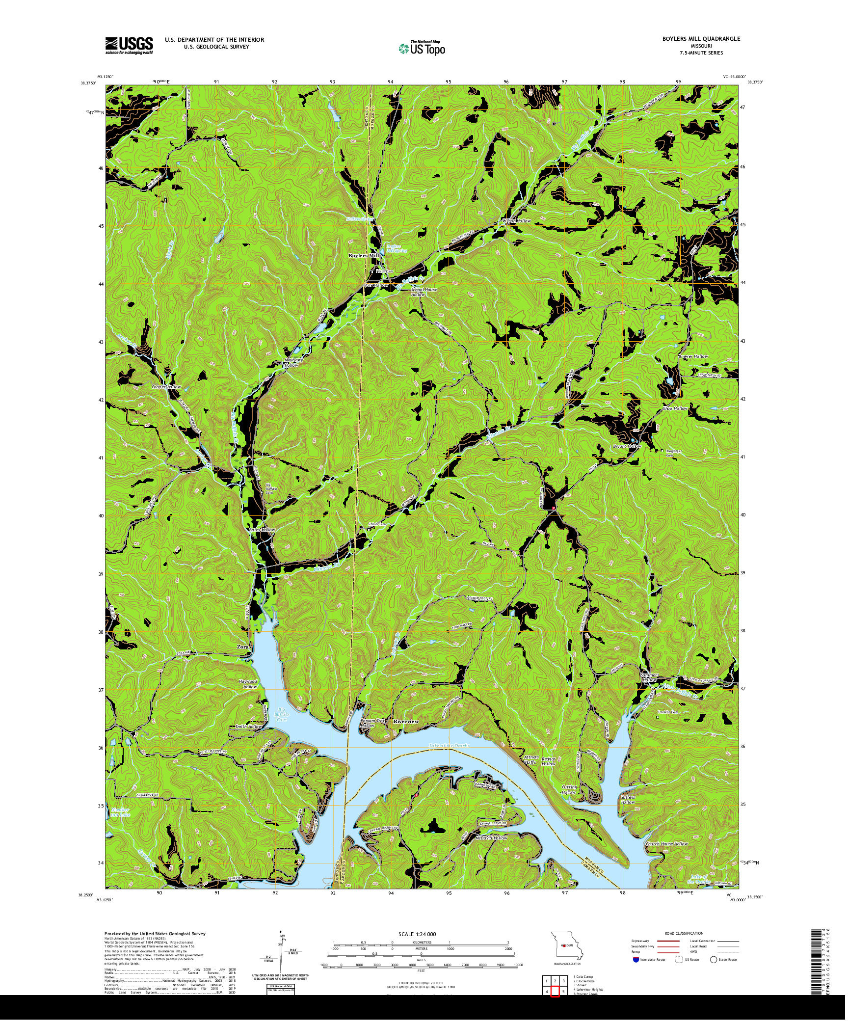 USGS US TOPO 7.5-MINUTE MAP FOR BOYLERS MILL, MO 2021