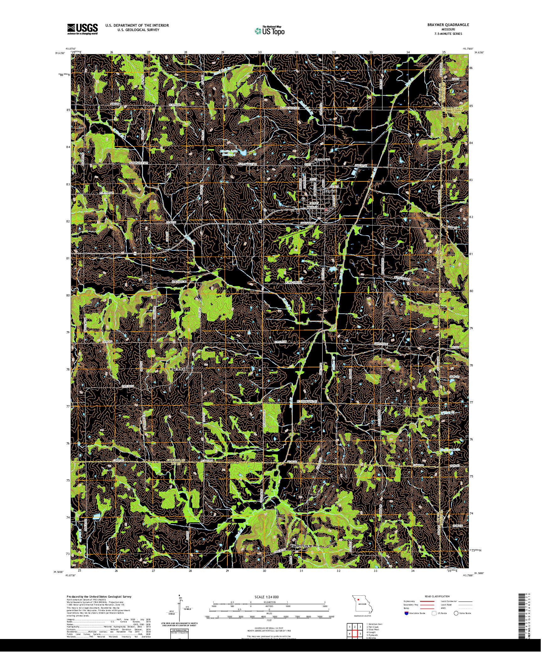 USGS US TOPO 7.5-MINUTE MAP FOR BRAYMER, MO 2021