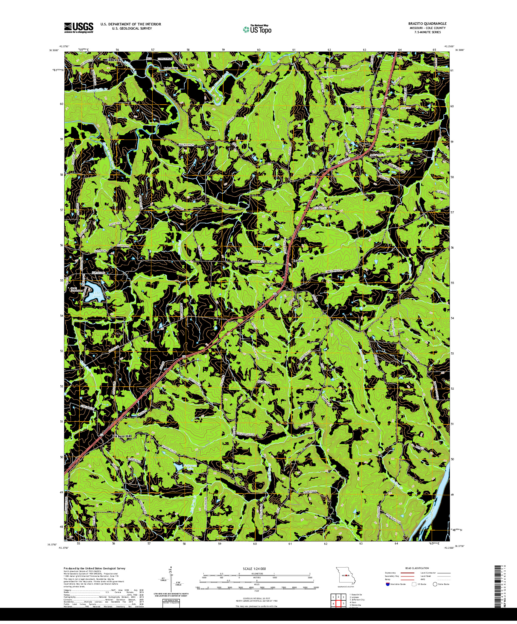 USGS US TOPO 7.5-MINUTE MAP FOR BRAZITO, MO 2021