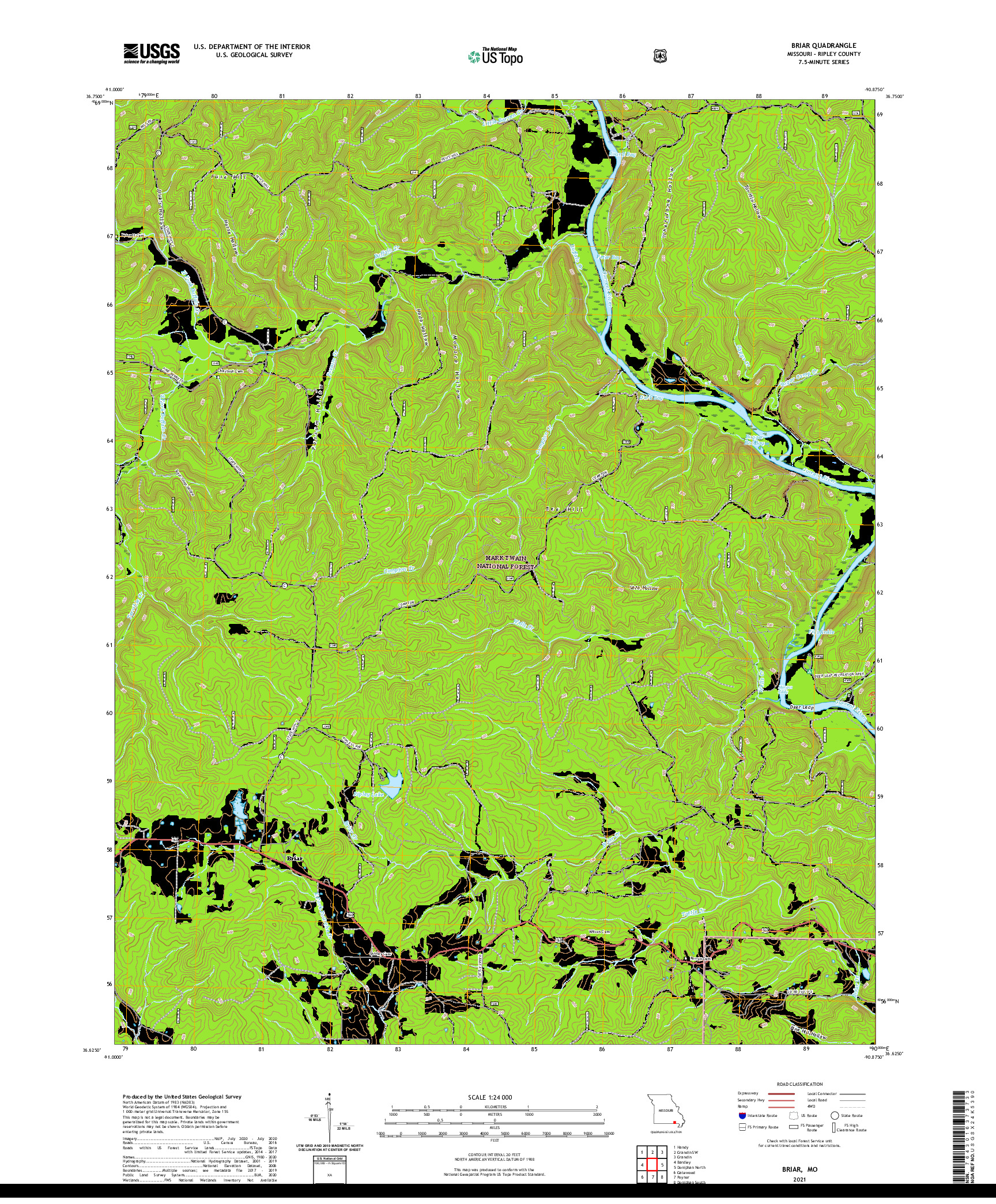 USGS US TOPO 7.5-MINUTE MAP FOR BRIAR, MO 2021