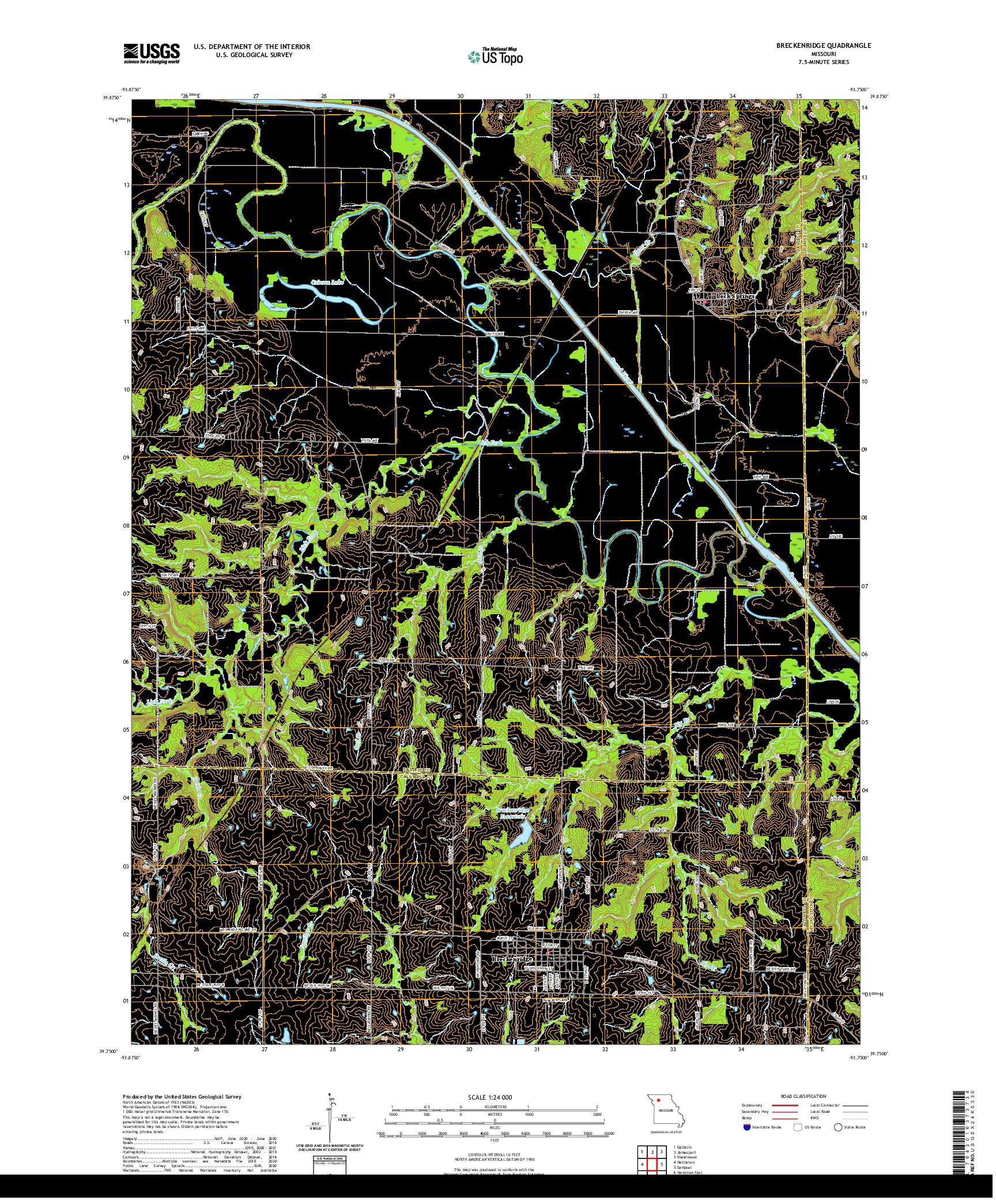 USGS US TOPO 7.5-MINUTE MAP FOR BRECKENRIDGE, MO 2021
