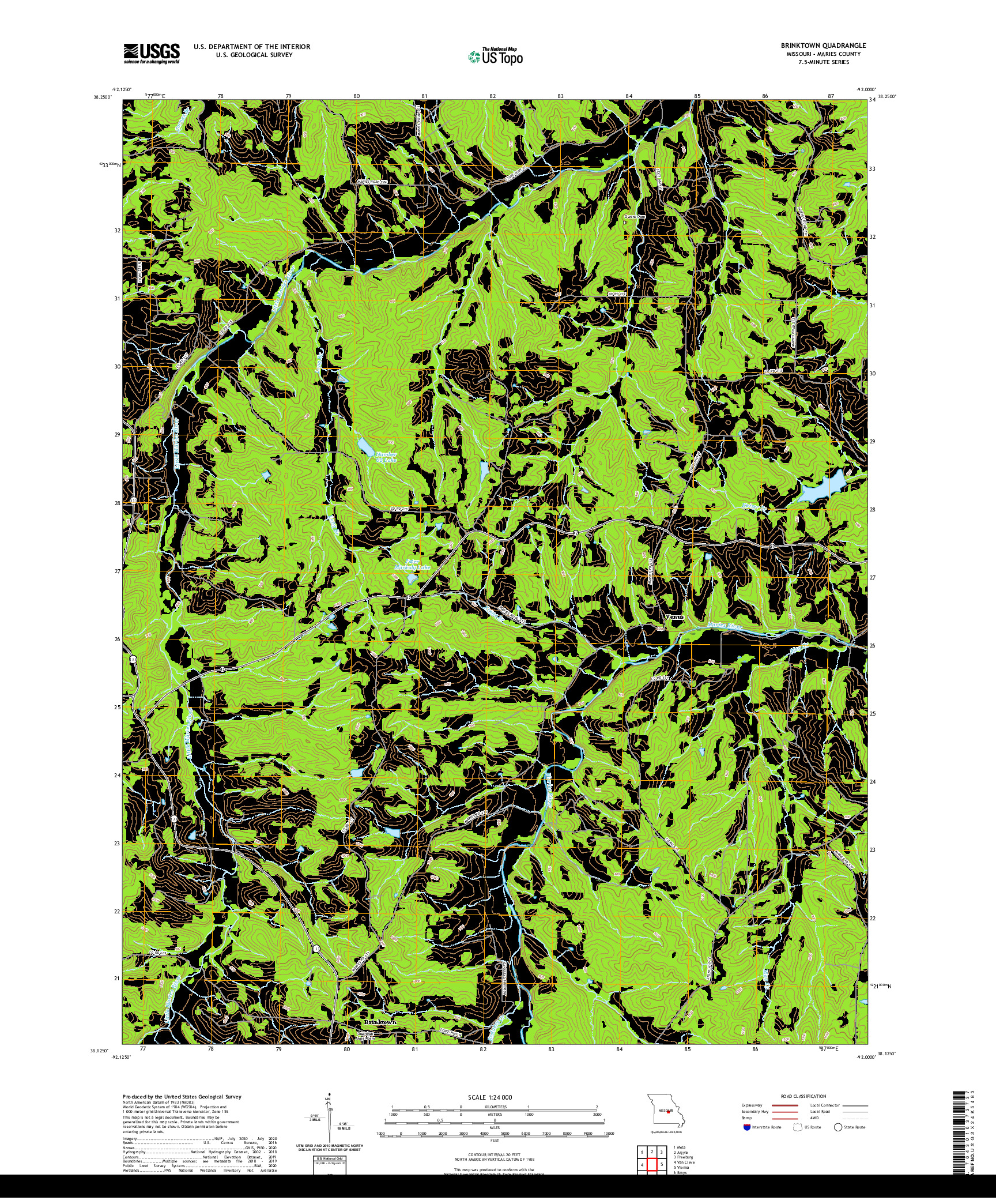 USGS US TOPO 7.5-MINUTE MAP FOR BRINKTOWN, MO 2021