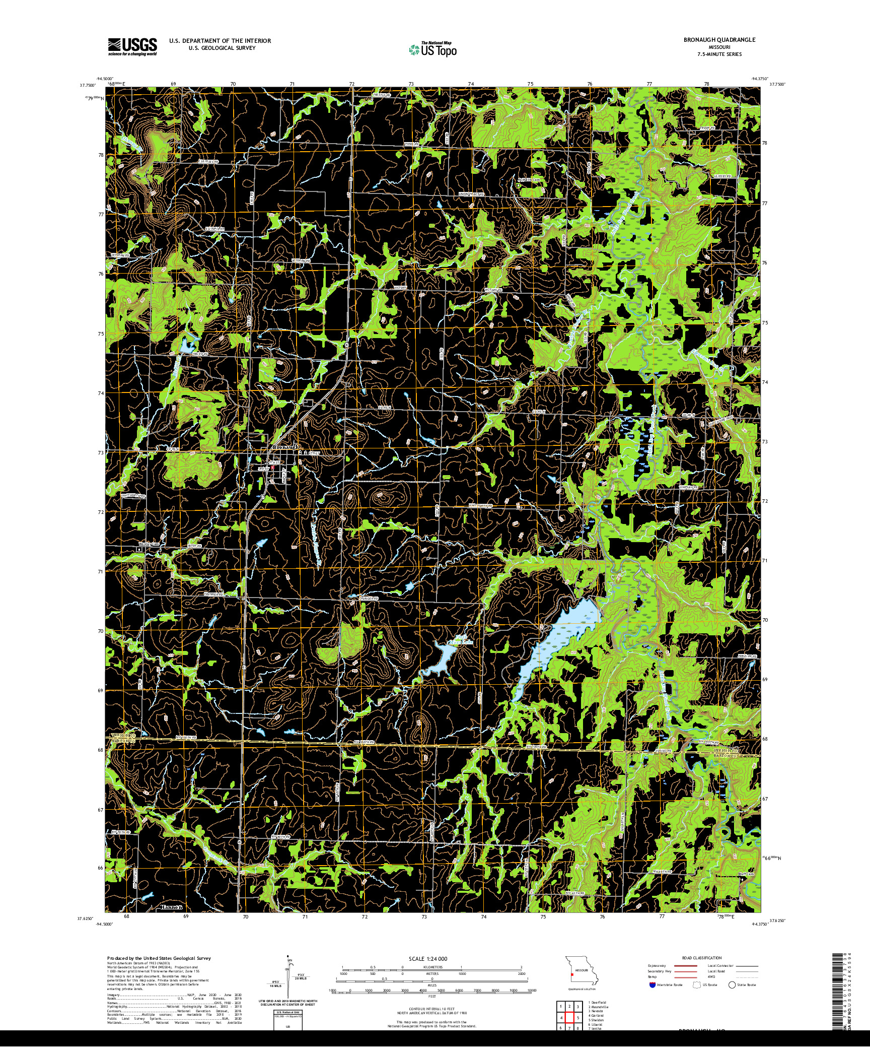 USGS US TOPO 7.5-MINUTE MAP FOR BRONAUGH, MO 2021