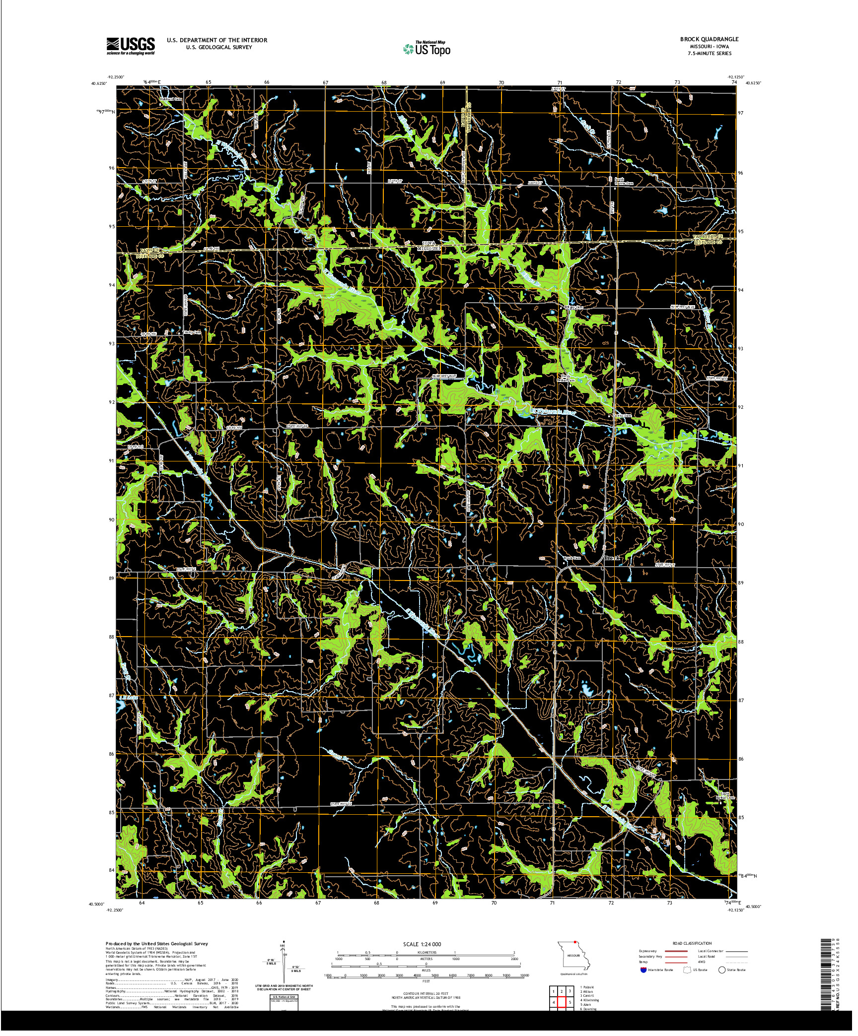 USGS US TOPO 7.5-MINUTE MAP FOR BROCK, MO,IA 2021