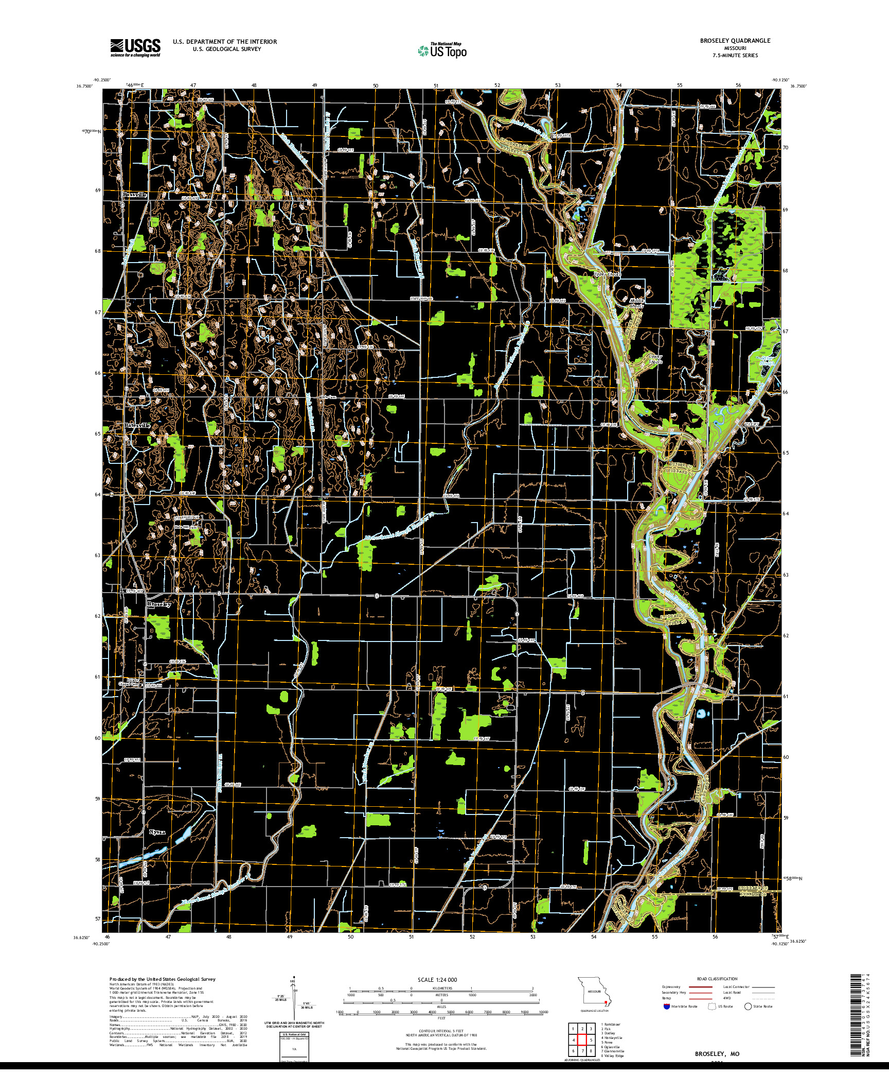 USGS US TOPO 7.5-MINUTE MAP FOR BROSELEY, MO 2021