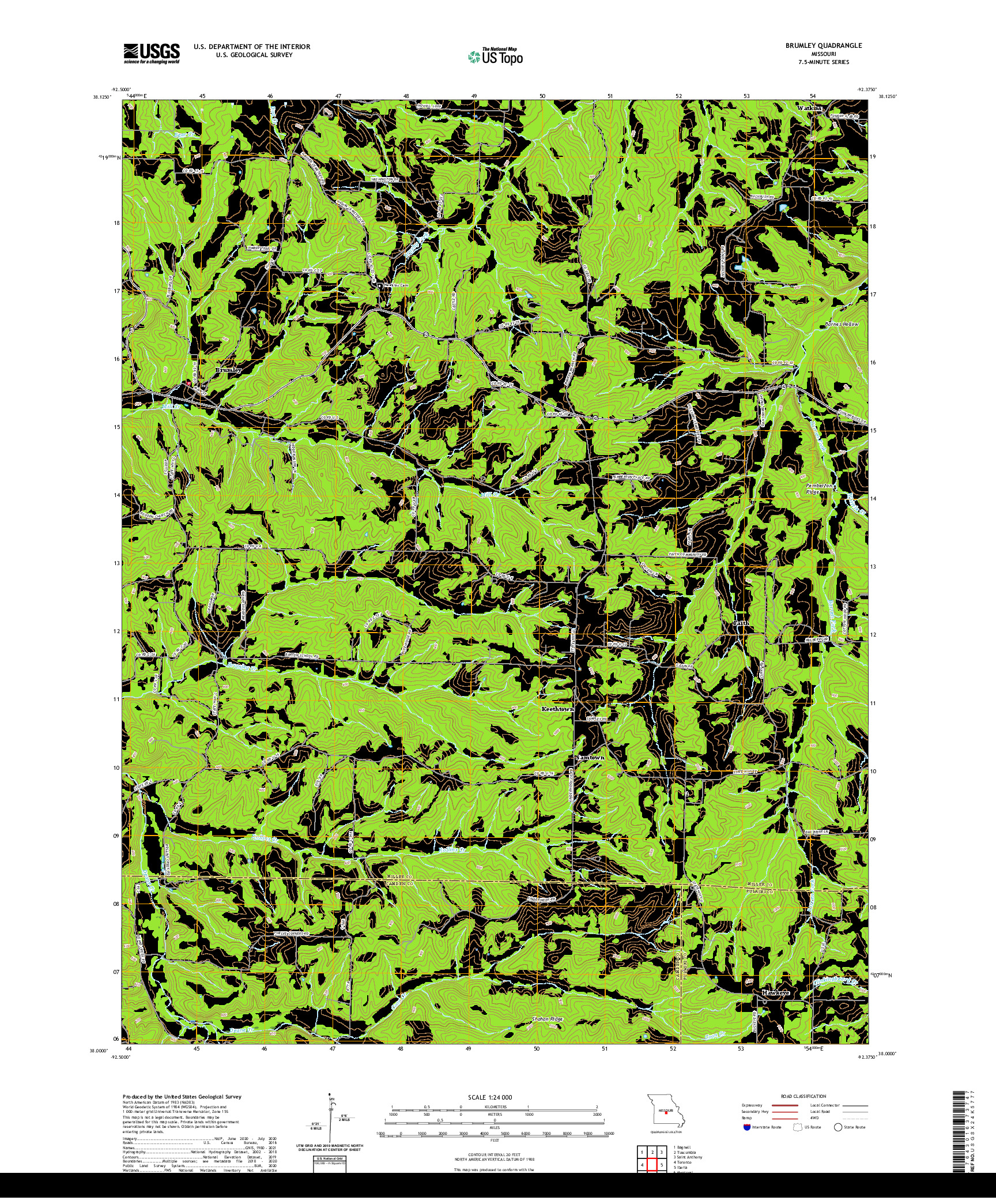 USGS US TOPO 7.5-MINUTE MAP FOR BRUMLEY, MO 2021