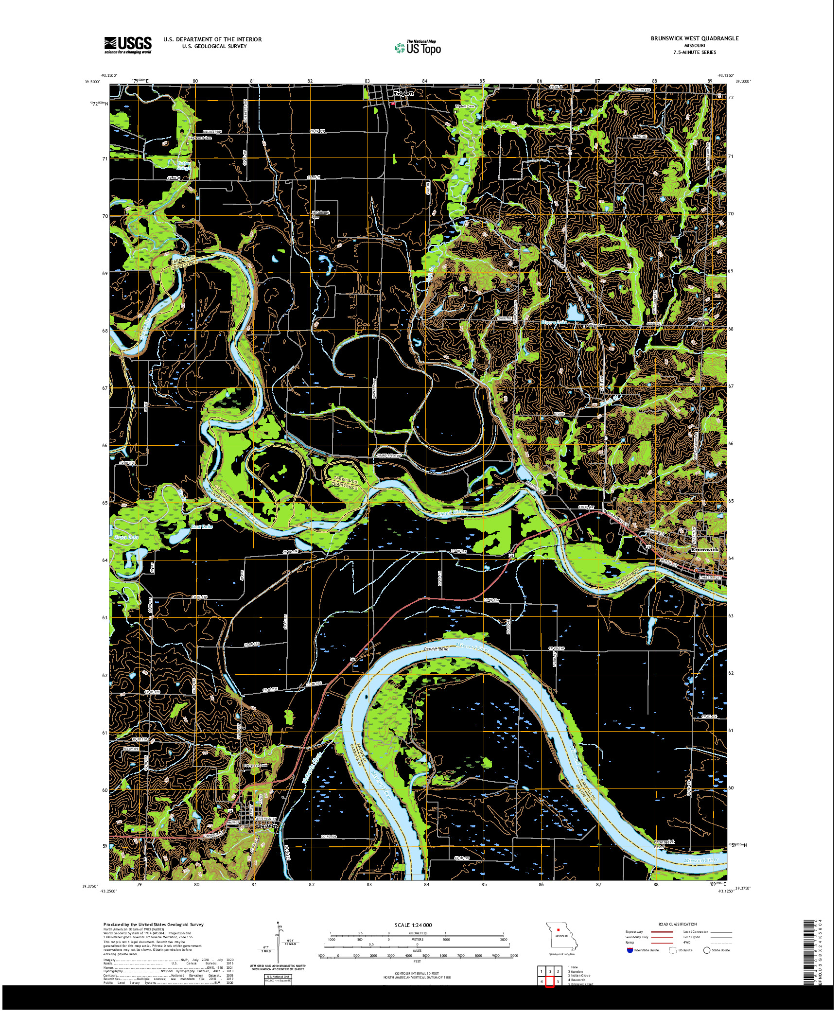 USGS US TOPO 7.5-MINUTE MAP FOR BRUNSWICK WEST, MO 2021