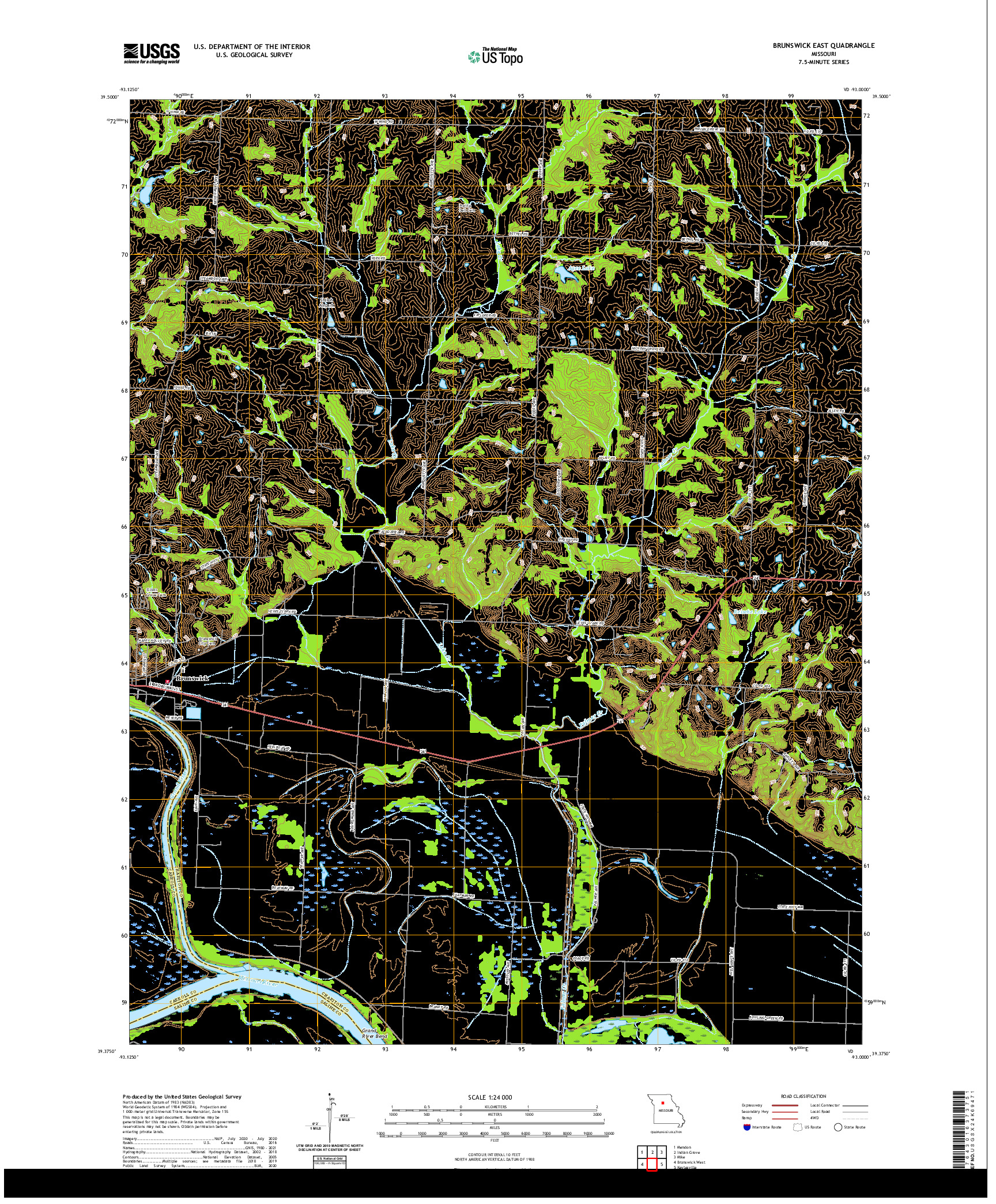 USGS US TOPO 7.5-MINUTE MAP FOR BRUNSWICK EAST, MO 2021