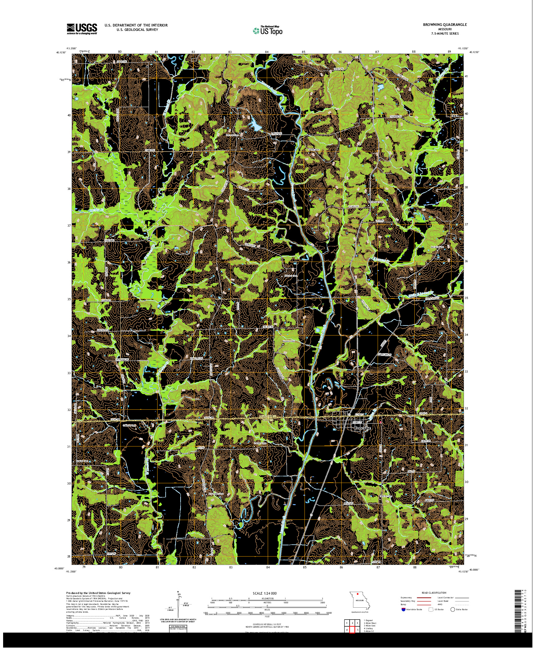 USGS US TOPO 7.5-MINUTE MAP FOR BROWNING, MO 2021