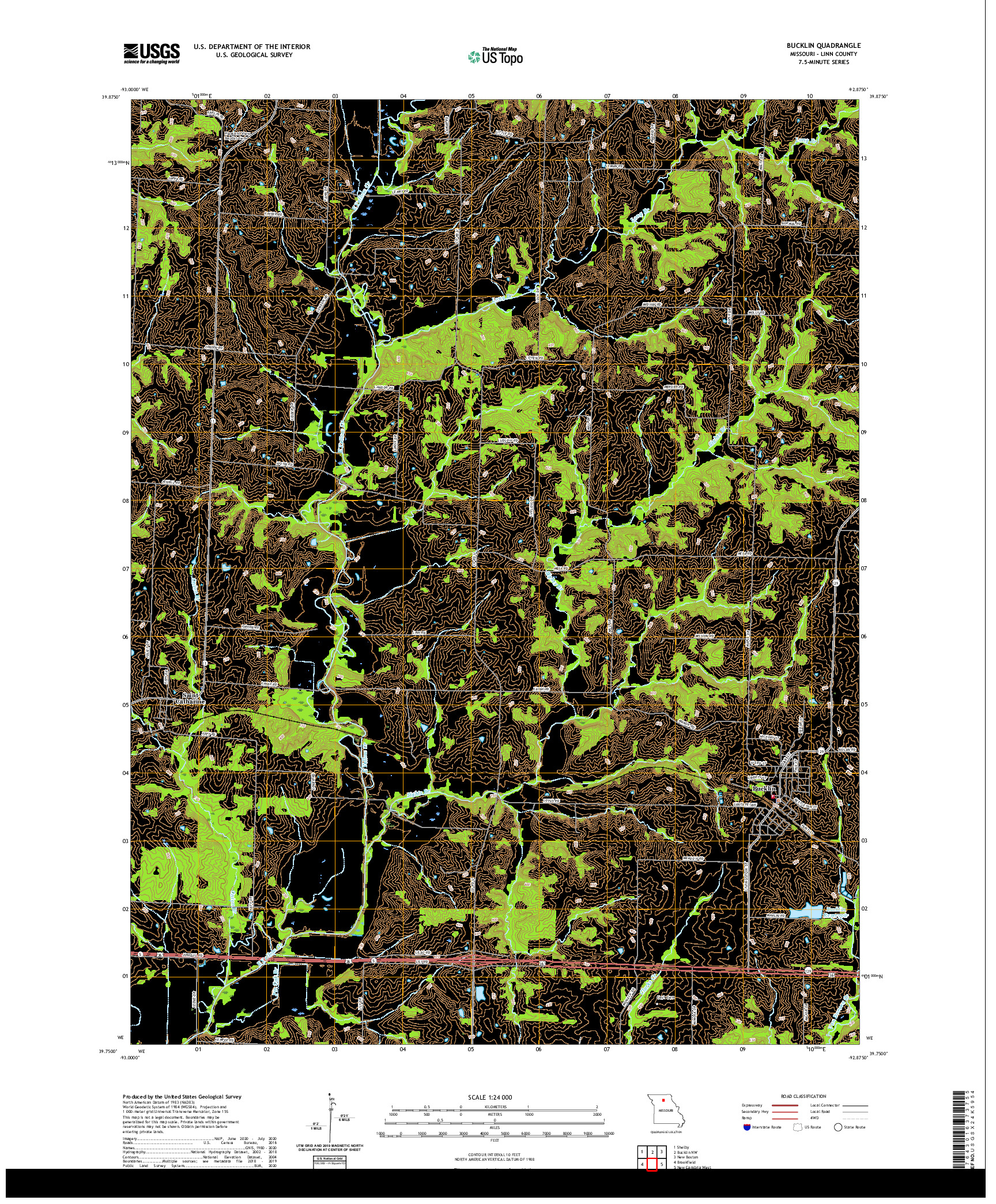 USGS US TOPO 7.5-MINUTE MAP FOR BUCKLIN, MO 2021