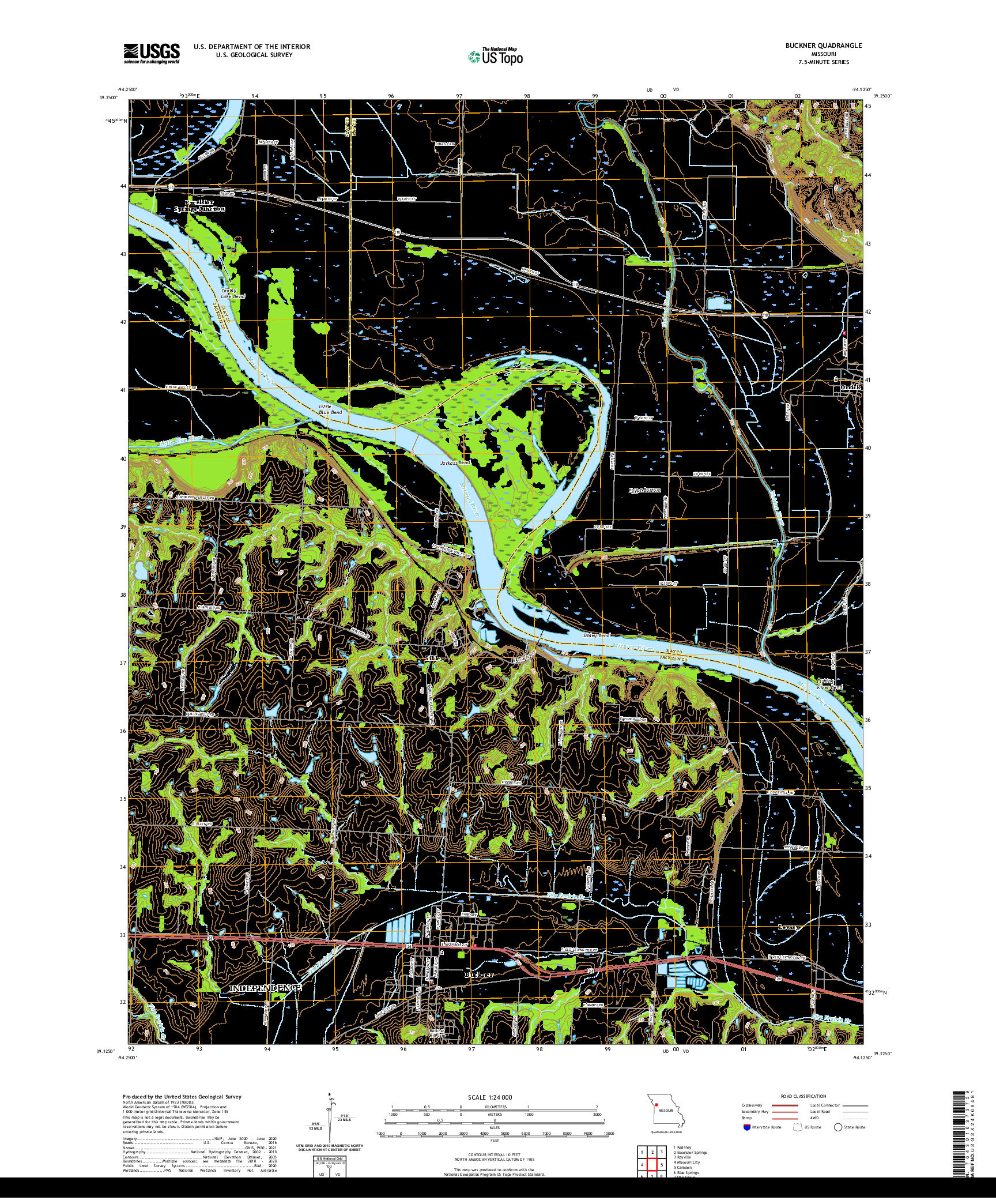 USGS US TOPO 7.5-MINUTE MAP FOR BUCKNER, MO 2021