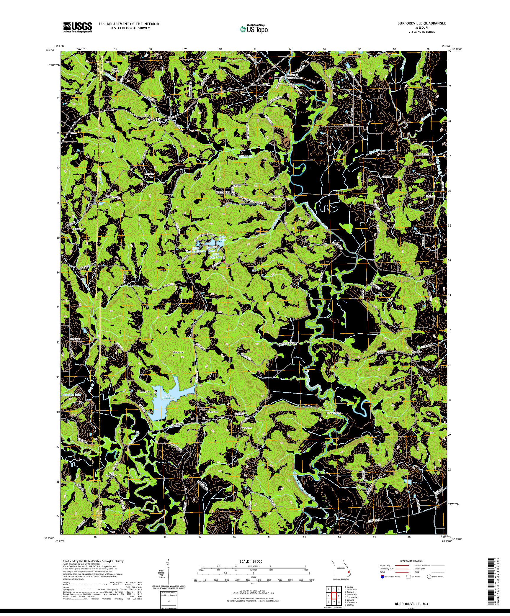 USGS US TOPO 7.5-MINUTE MAP FOR BURFORDVILLE, MO 2021