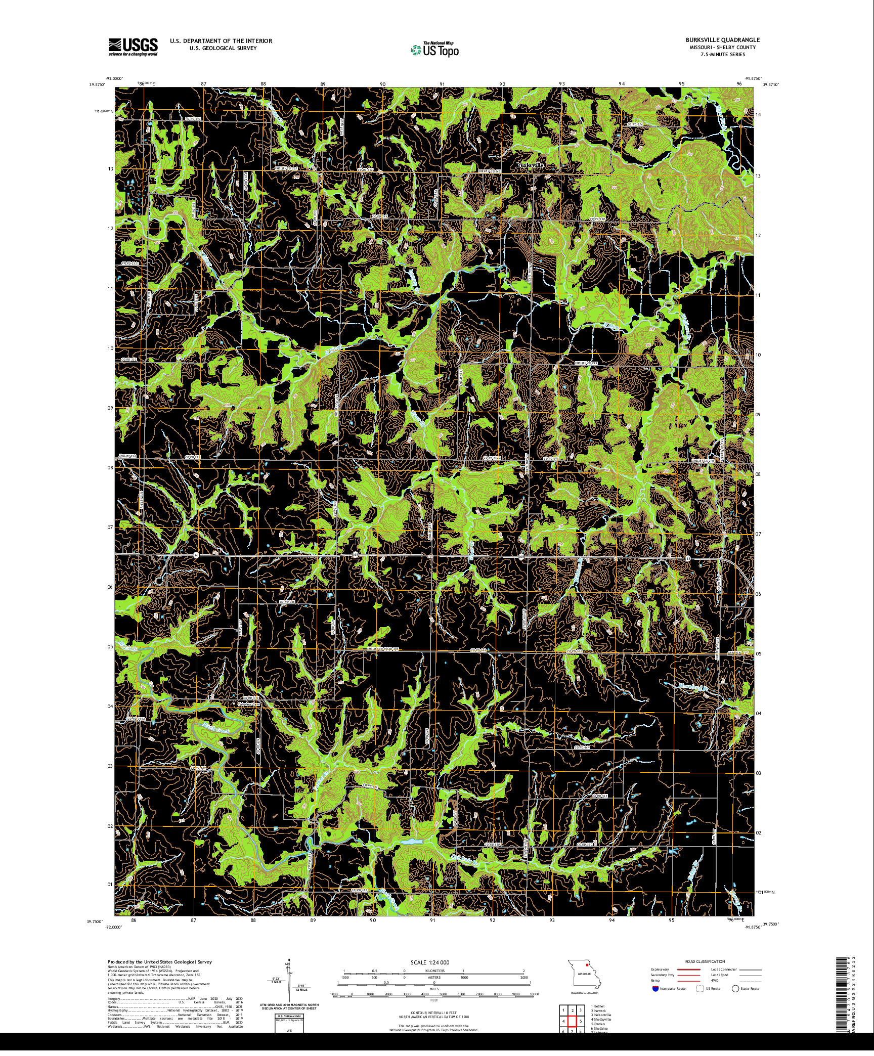 USGS US TOPO 7.5-MINUTE MAP FOR BURKSVILLE, MO 2021