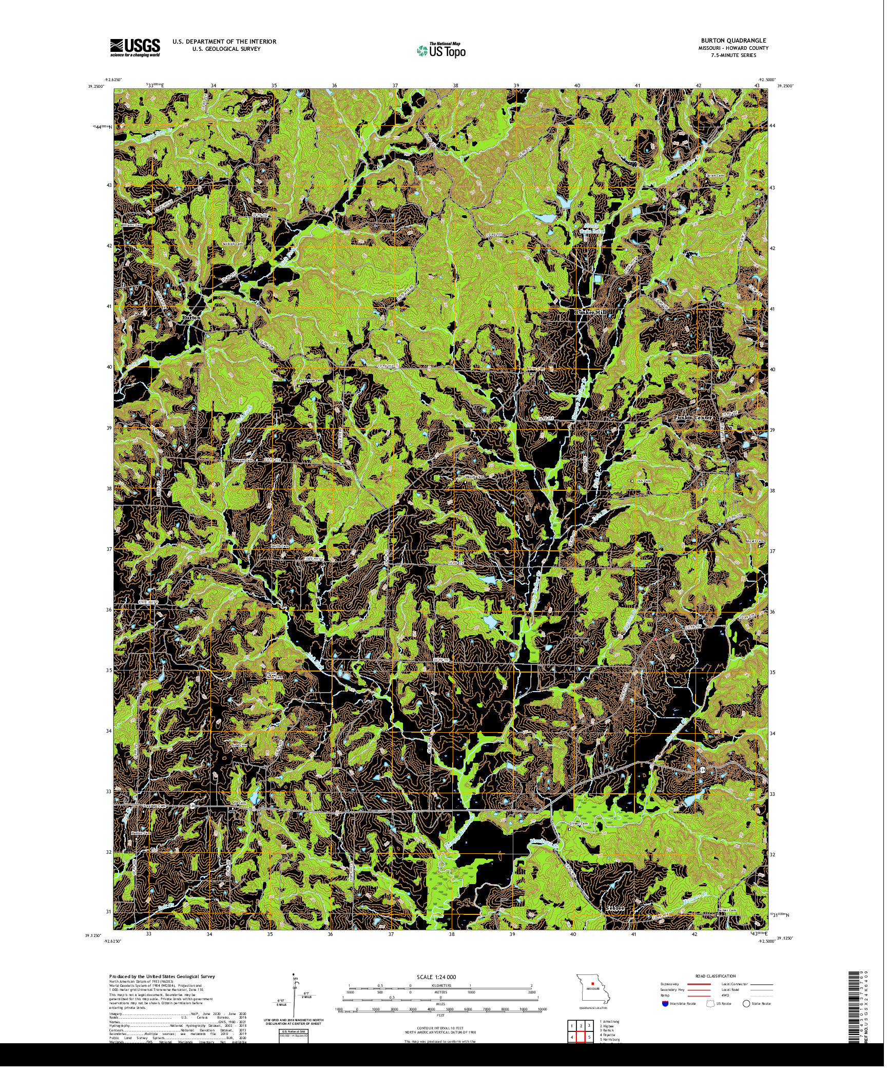 USGS US TOPO 7.5-MINUTE MAP FOR BURTON, MO 2021