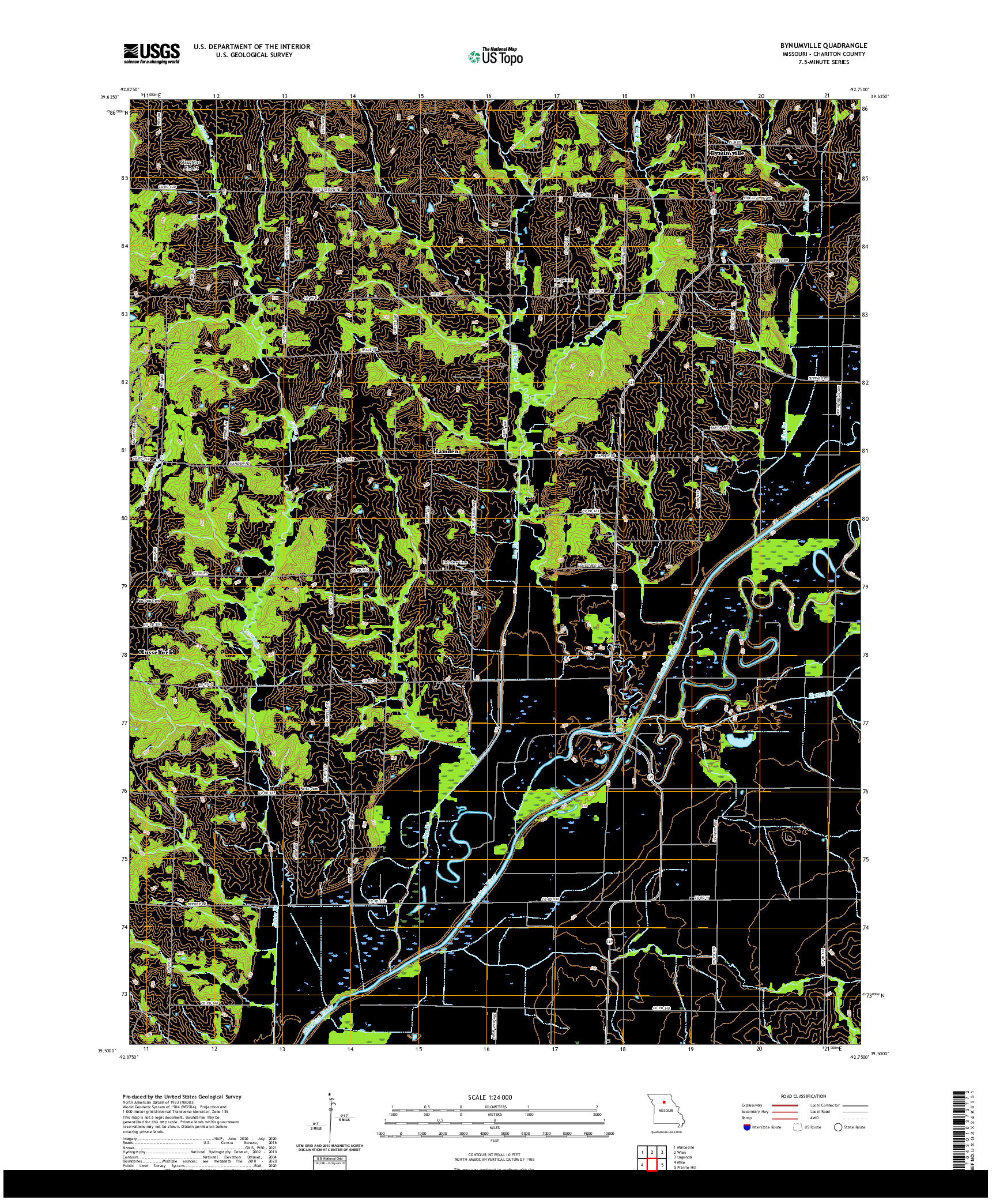 USGS US TOPO 7.5-MINUTE MAP FOR BYNUMVILLE, MO 2021