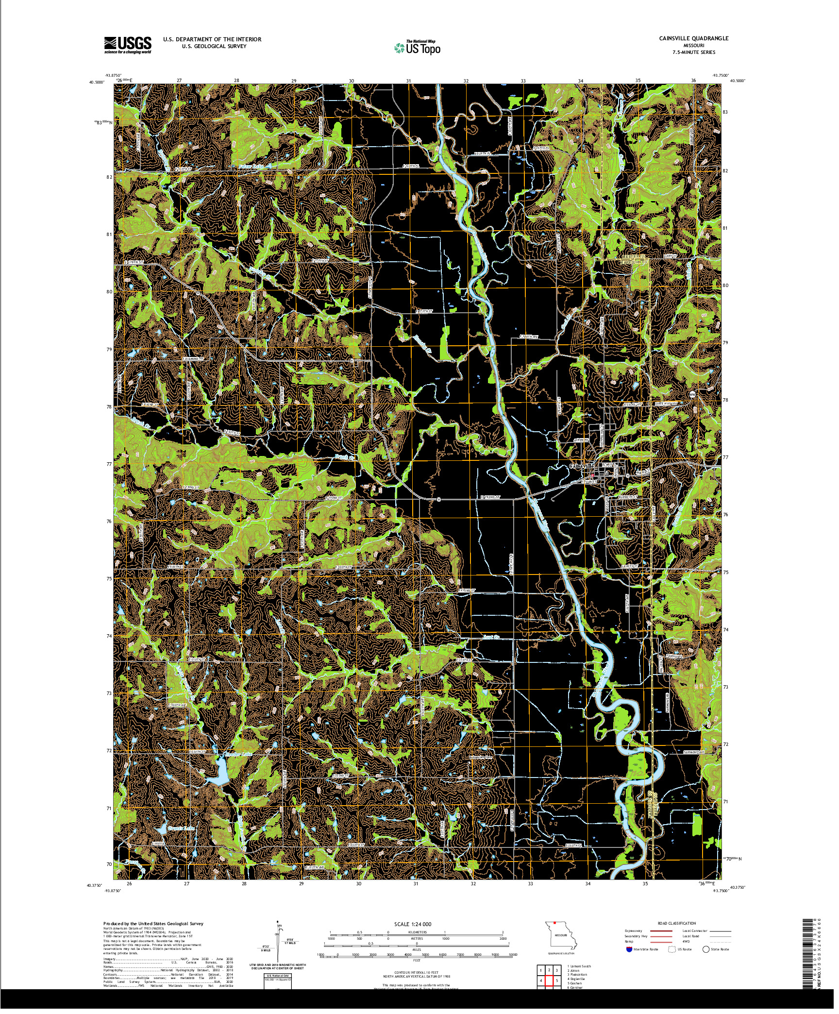 USGS US TOPO 7.5-MINUTE MAP FOR CAINSVILLE, MO 2021