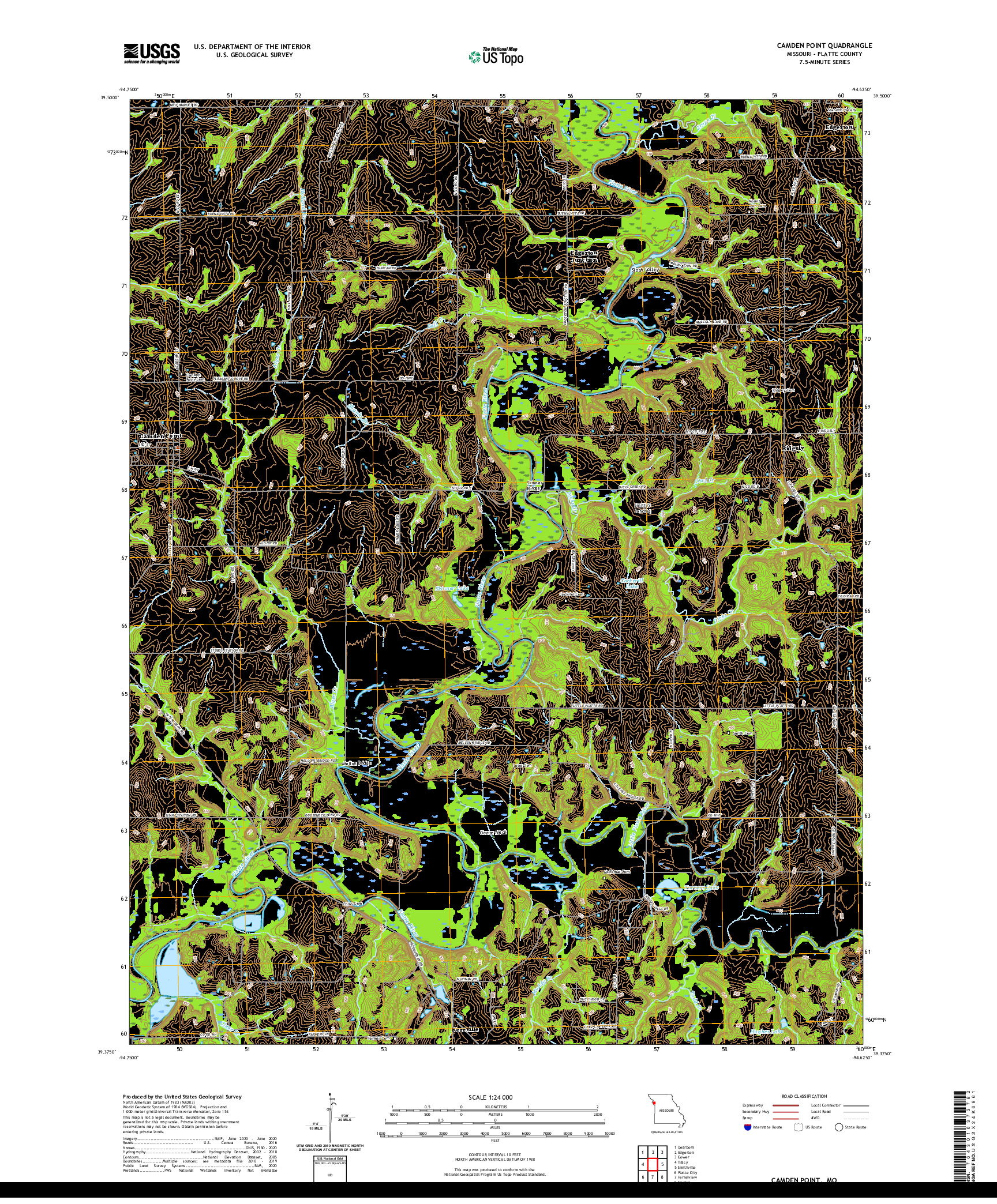 USGS US TOPO 7.5-MINUTE MAP FOR CAMDEN POINT, MO 2021