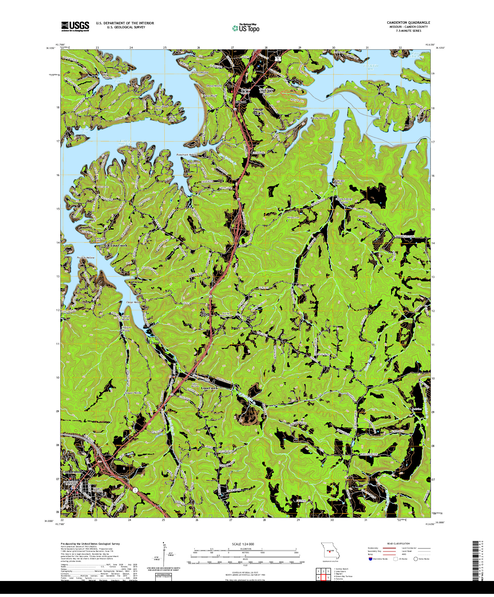 USGS US TOPO 7.5-MINUTE MAP FOR CAMDENTON, MO 2021