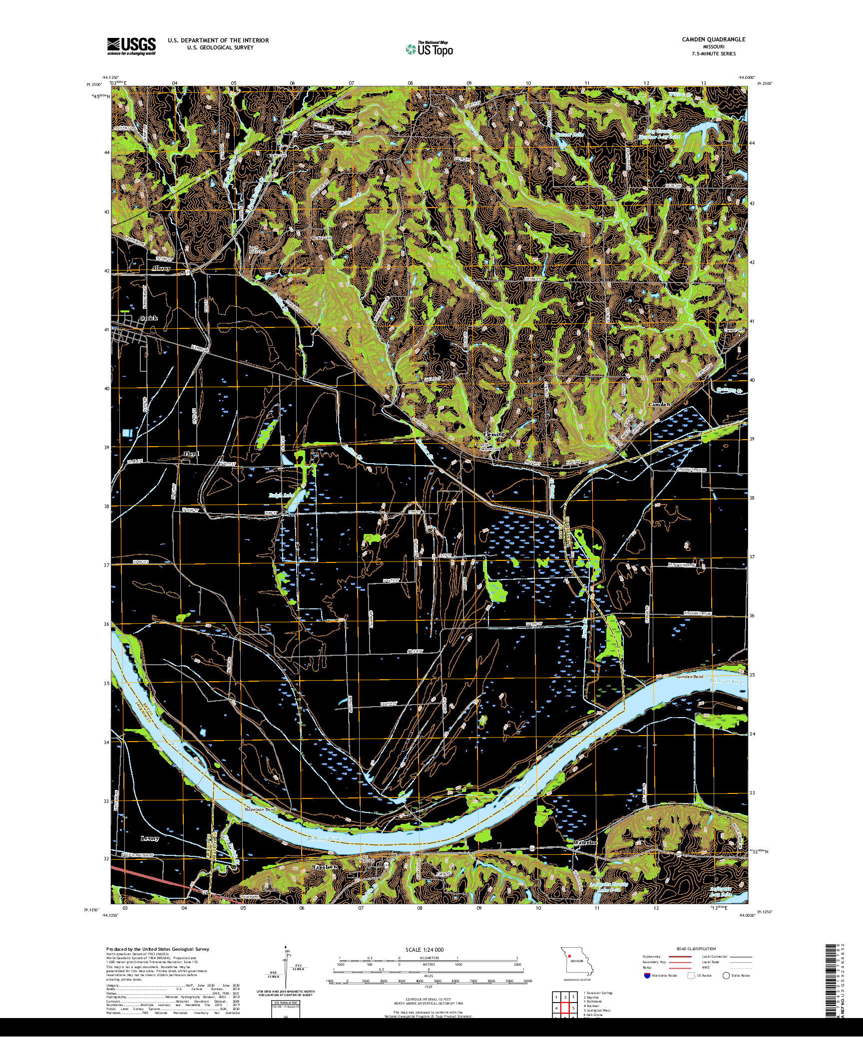 USGS US TOPO 7.5-MINUTE MAP FOR CAMDEN, MO 2021
