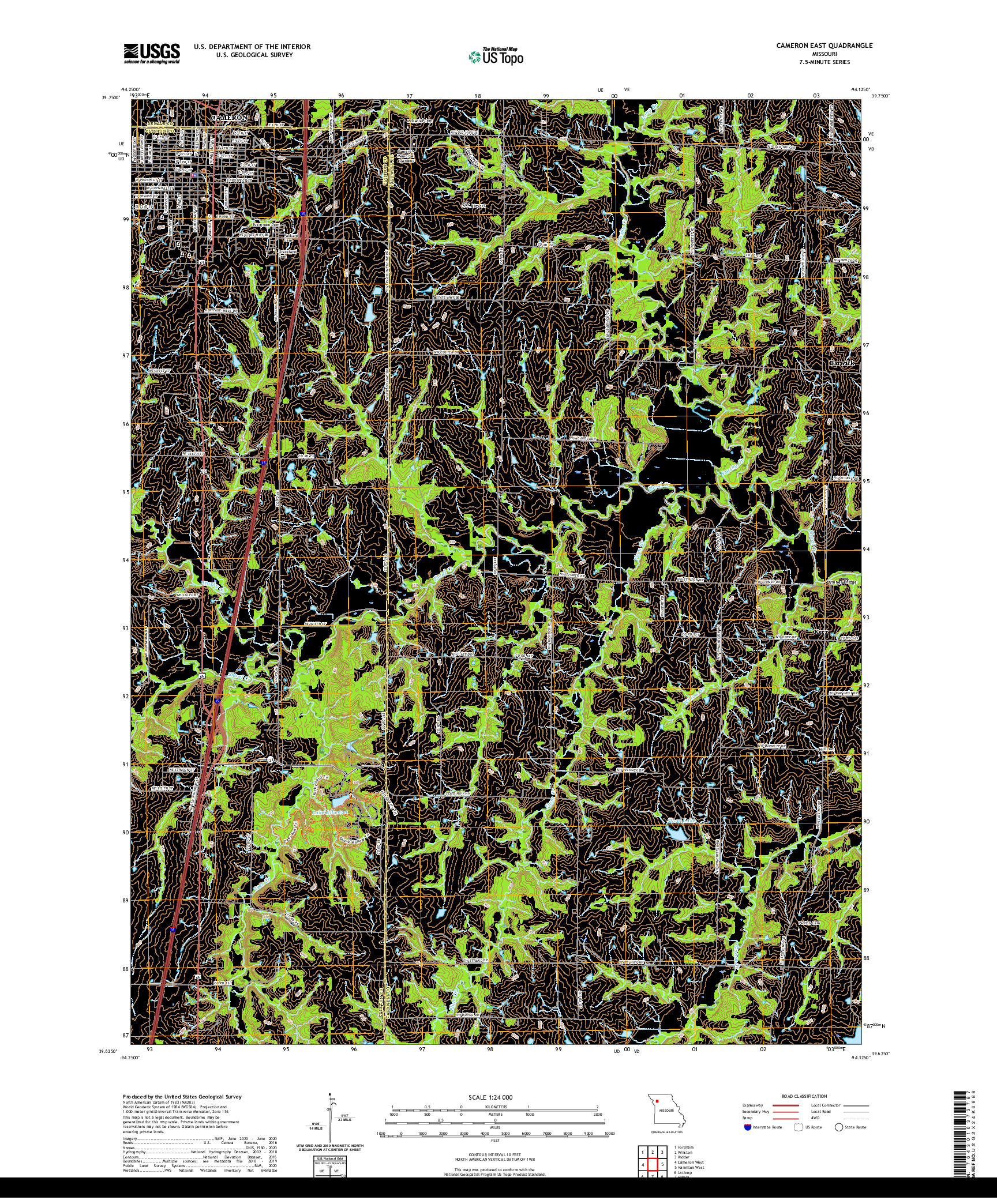 USGS US TOPO 7.5-MINUTE MAP FOR CAMERON EAST, MO 2021