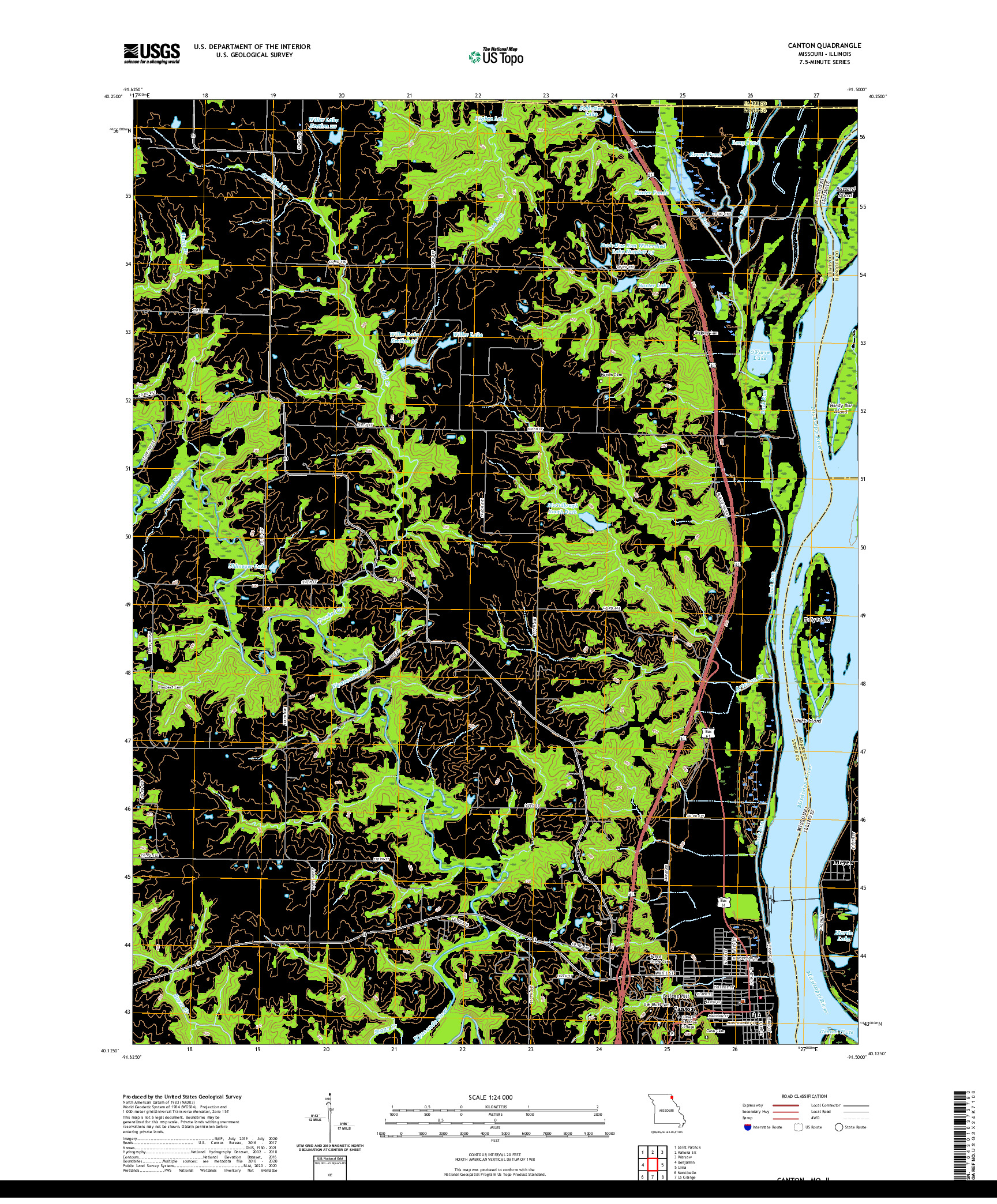 USGS US TOPO 7.5-MINUTE MAP FOR CANTON, MO,IL 2021