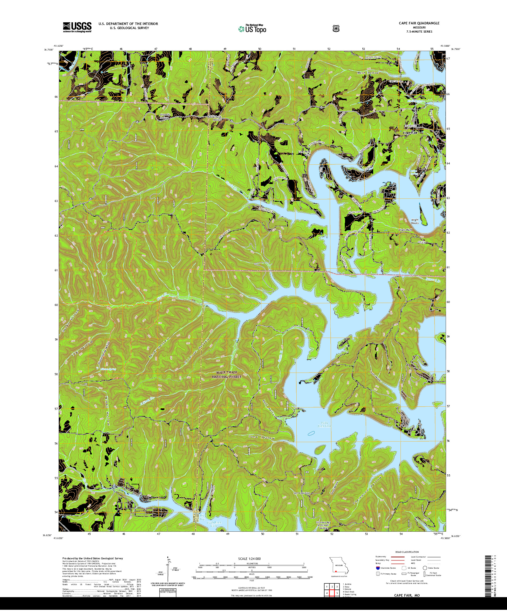 USGS US TOPO 7.5-MINUTE MAP FOR CAPE FAIR, MO 2021