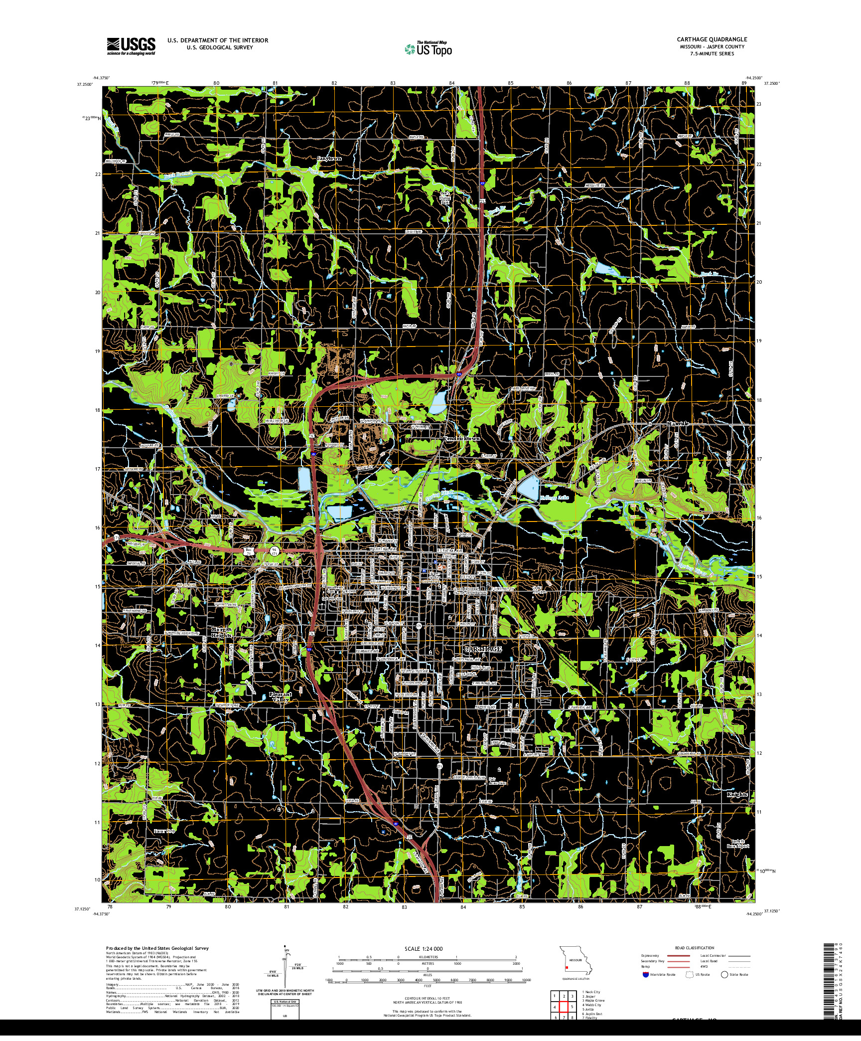 USGS US TOPO 7.5-MINUTE MAP FOR CARTHAGE, MO 2021