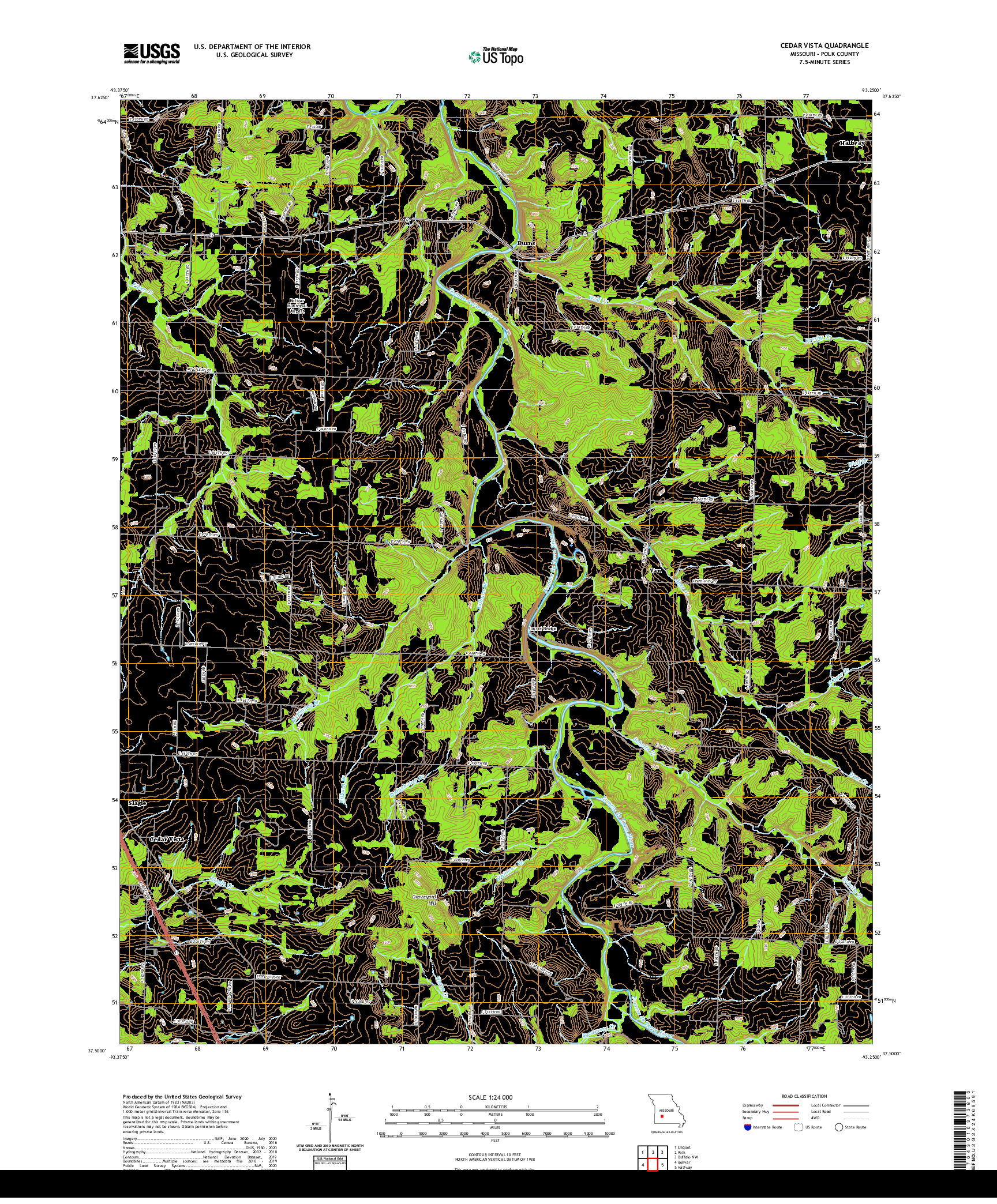 USGS US TOPO 7.5-MINUTE MAP FOR CEDAR VISTA, MO 2021