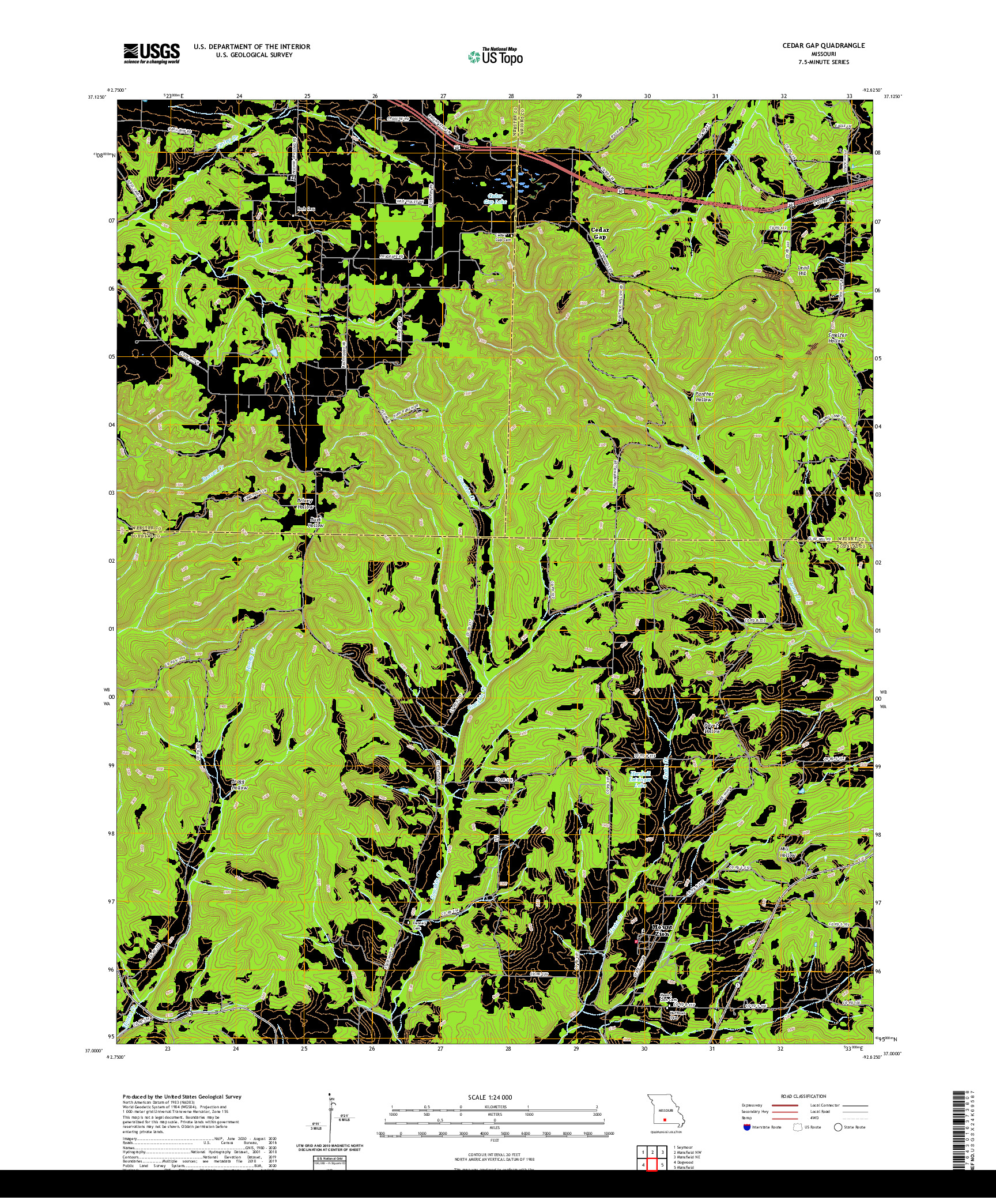 USGS US TOPO 7.5-MINUTE MAP FOR CEDAR GAP, MO 2021