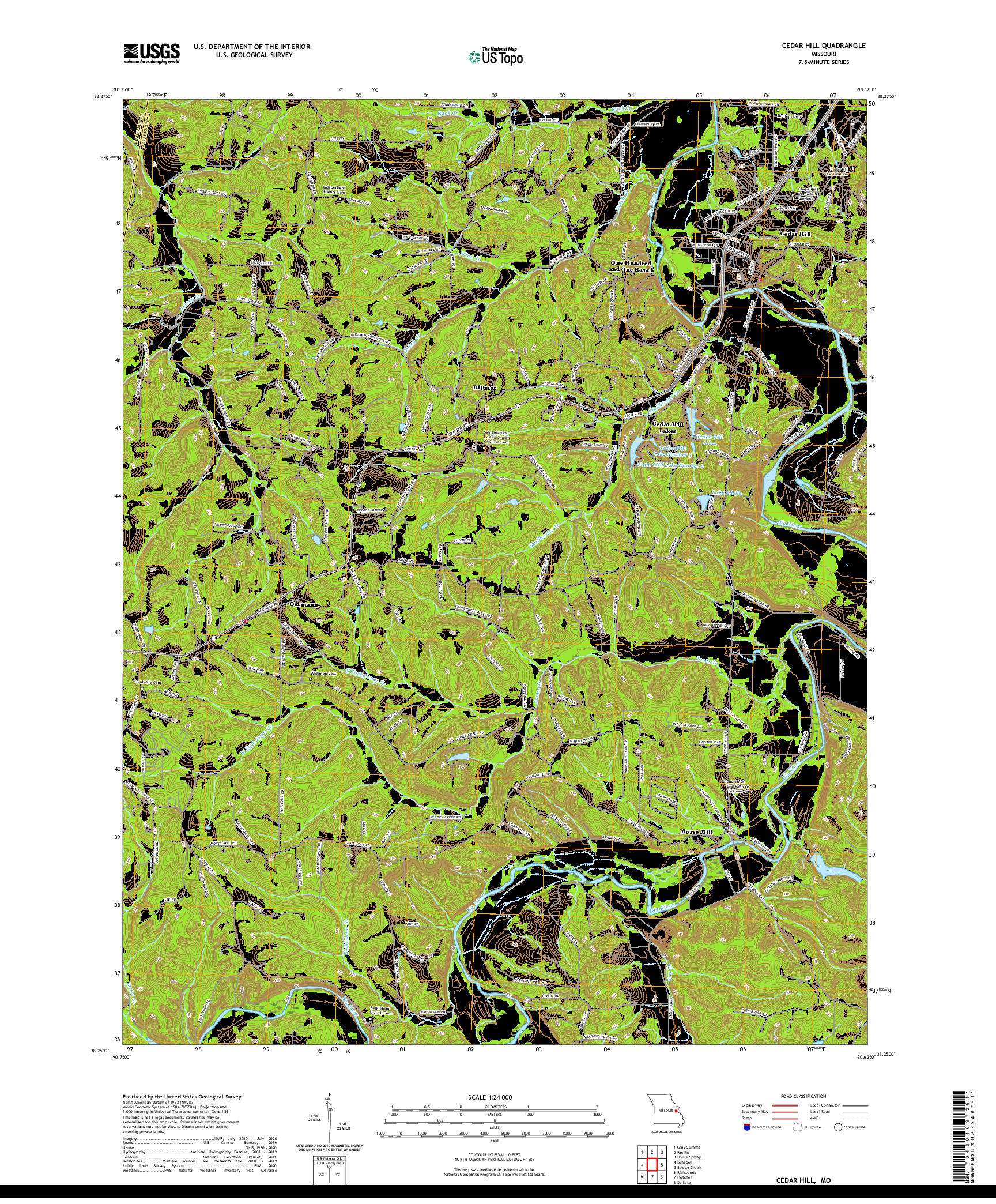 USGS US TOPO 7.5-MINUTE MAP FOR CEDAR HILL, MO 2021