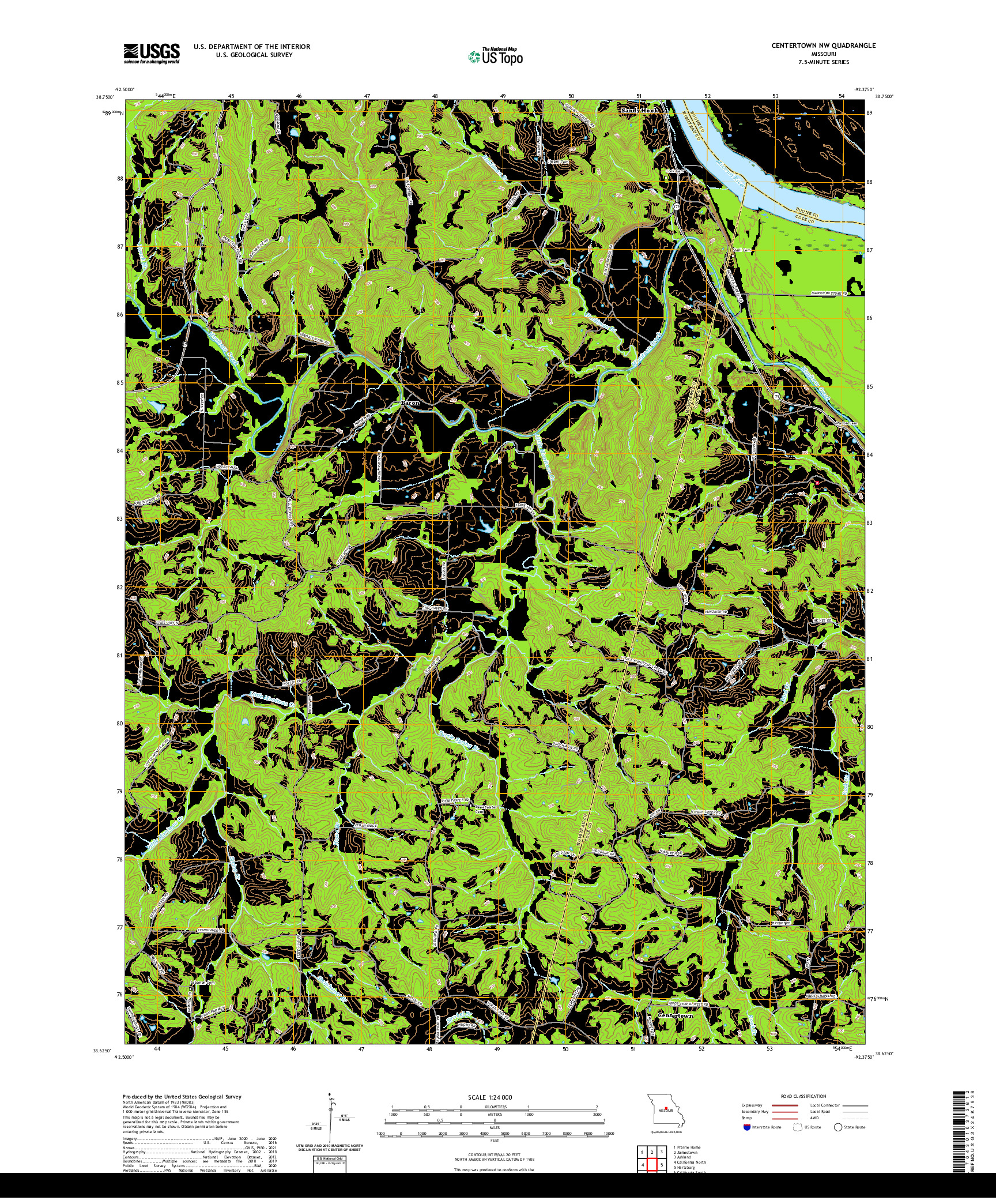 USGS US TOPO 7.5-MINUTE MAP FOR CENTERTOWN NW, MO 2021