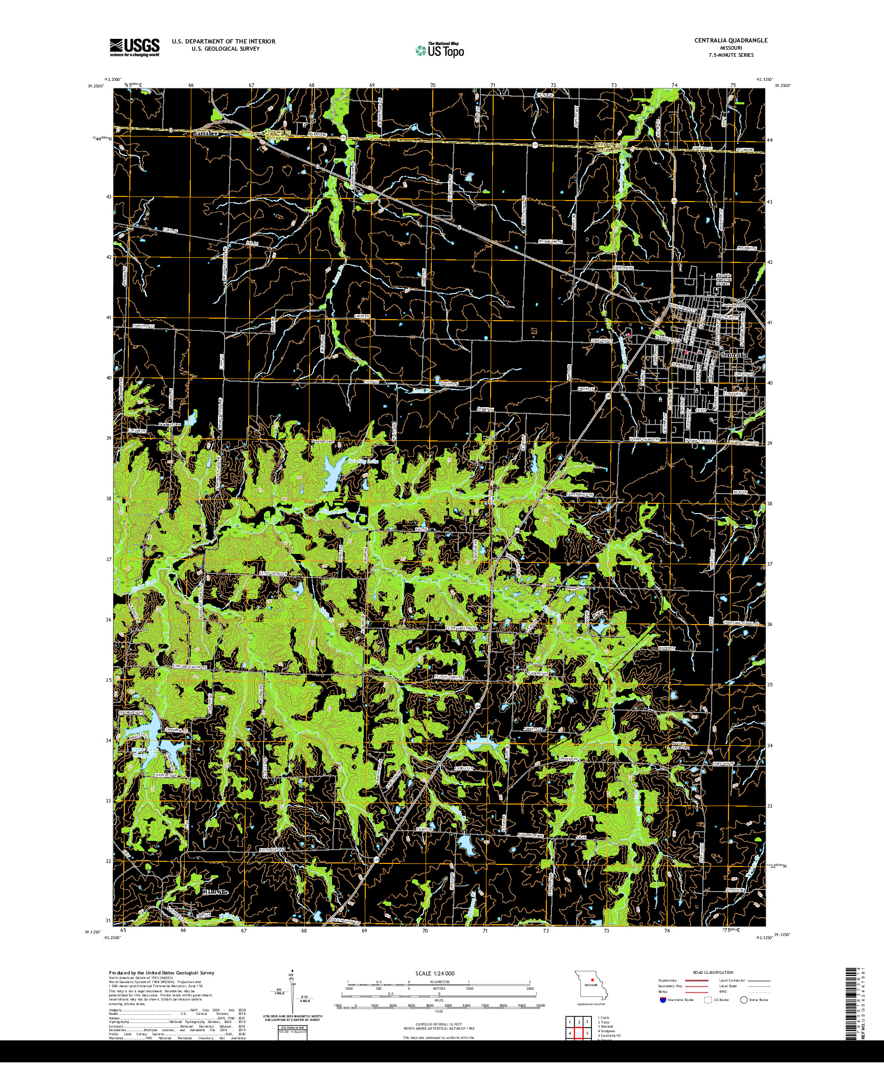 USGS US TOPO 7.5-MINUTE MAP FOR CENTRALIA, MO 2021